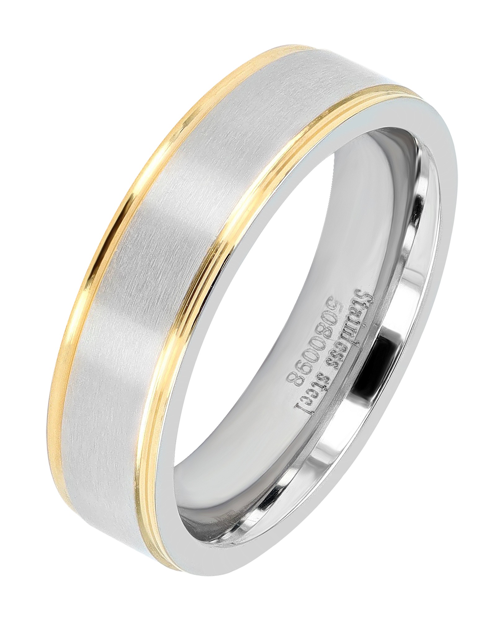 "Deep Breath" Herren-Partnerring, Akzent, edelstahl, bicolor (silberfarben/ goldfarben), Gr 64