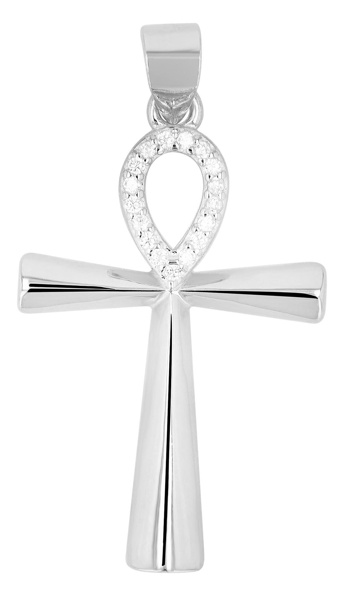 "Ankh", 925/- Echt Silber Anhänger mit Zirkonia, rhodiniert, rhodiniert