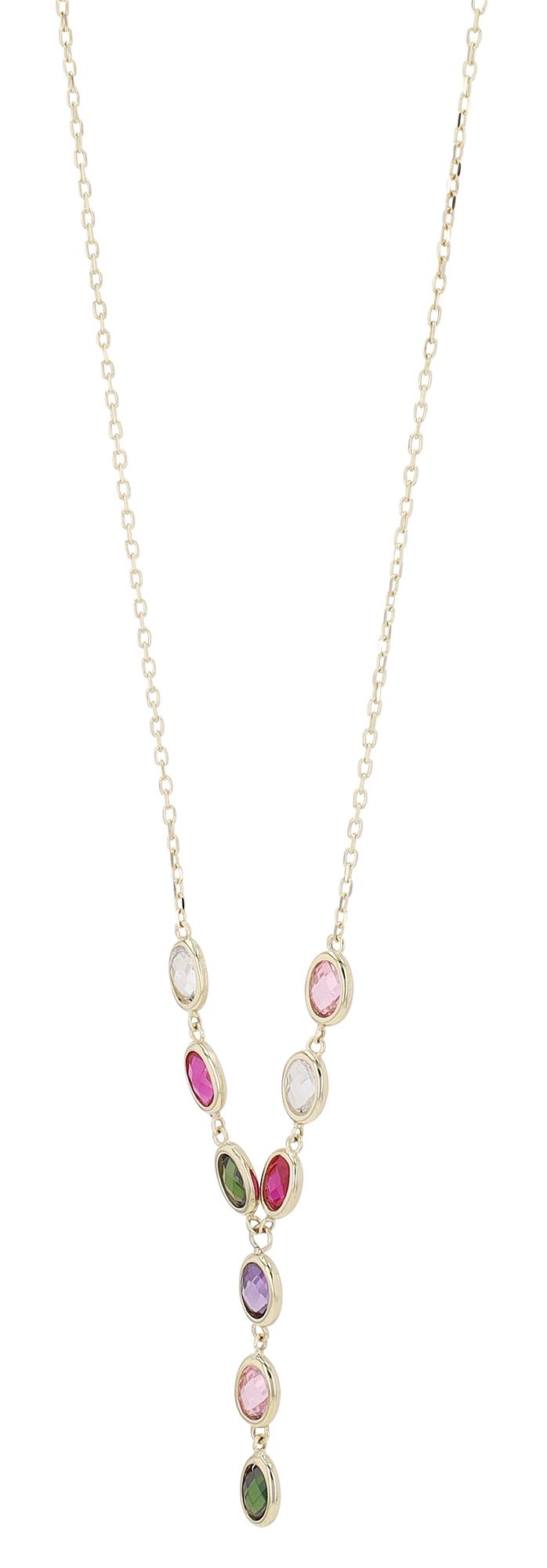 333/- Gold "Colory" Halskette mit farbigem Besatz, 8 Karat, Gelbgold
