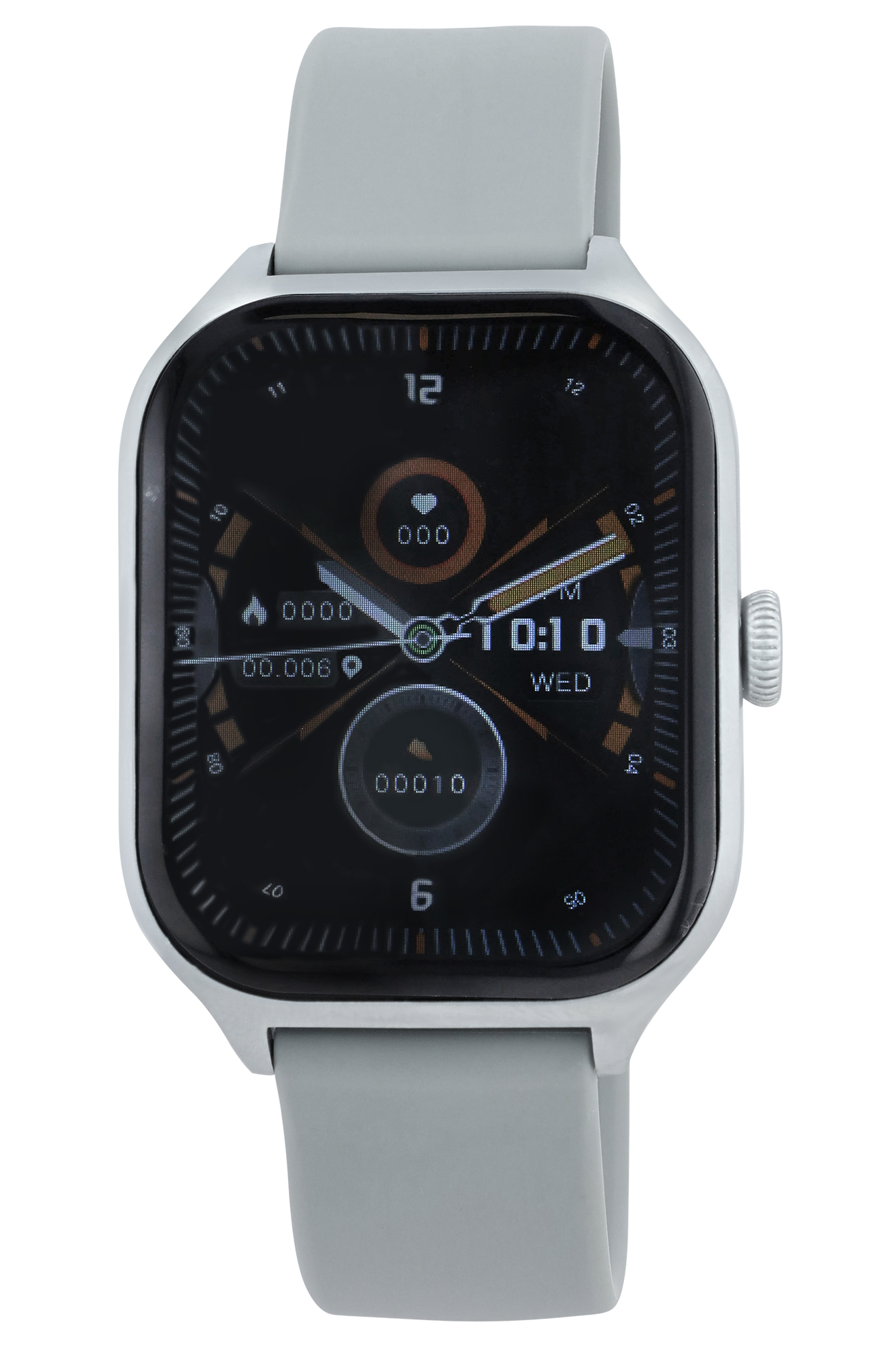 TimeTech Smartwatch mit Silikonband. 1,78-Zoll Display, grau/ silberfarben
