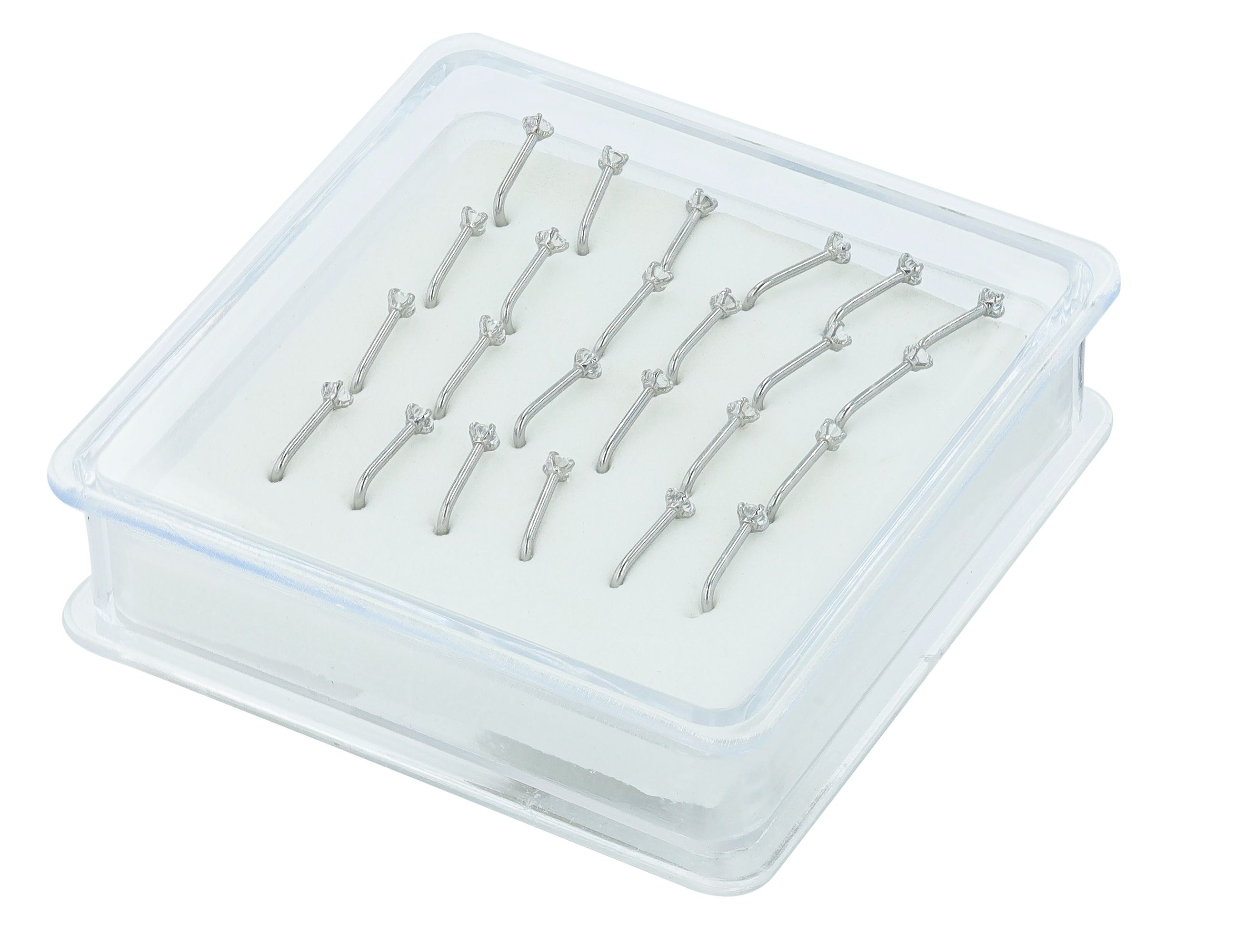 "Lulsia" Edelstahl Nasen Piercings, 24 Stück, Stabstärke 0,8 mm / Stablänge 7 mm / Ø 2 mm