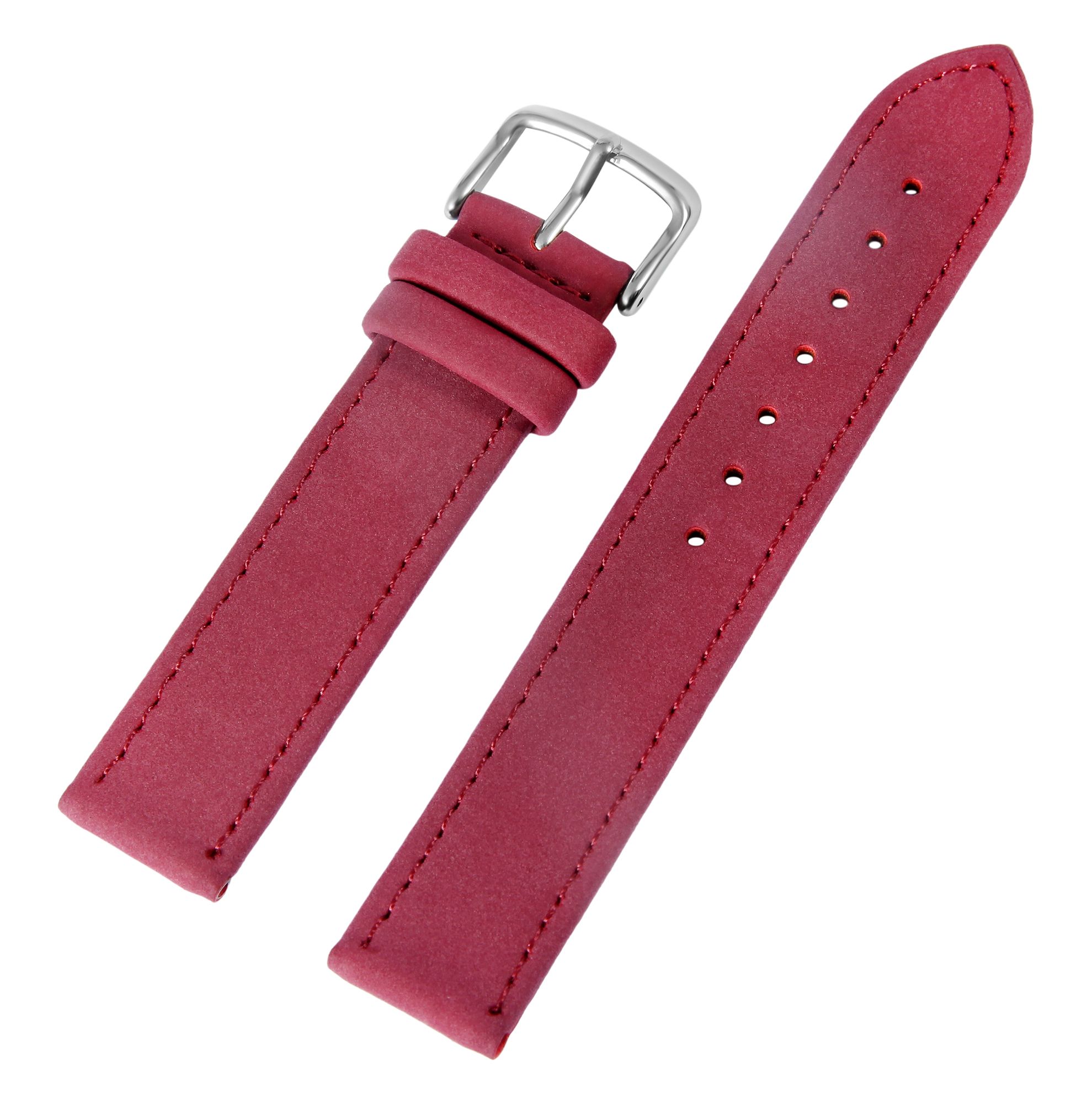 Echtleder Uhrenarmband, dunkelrot, flach, 12 mm