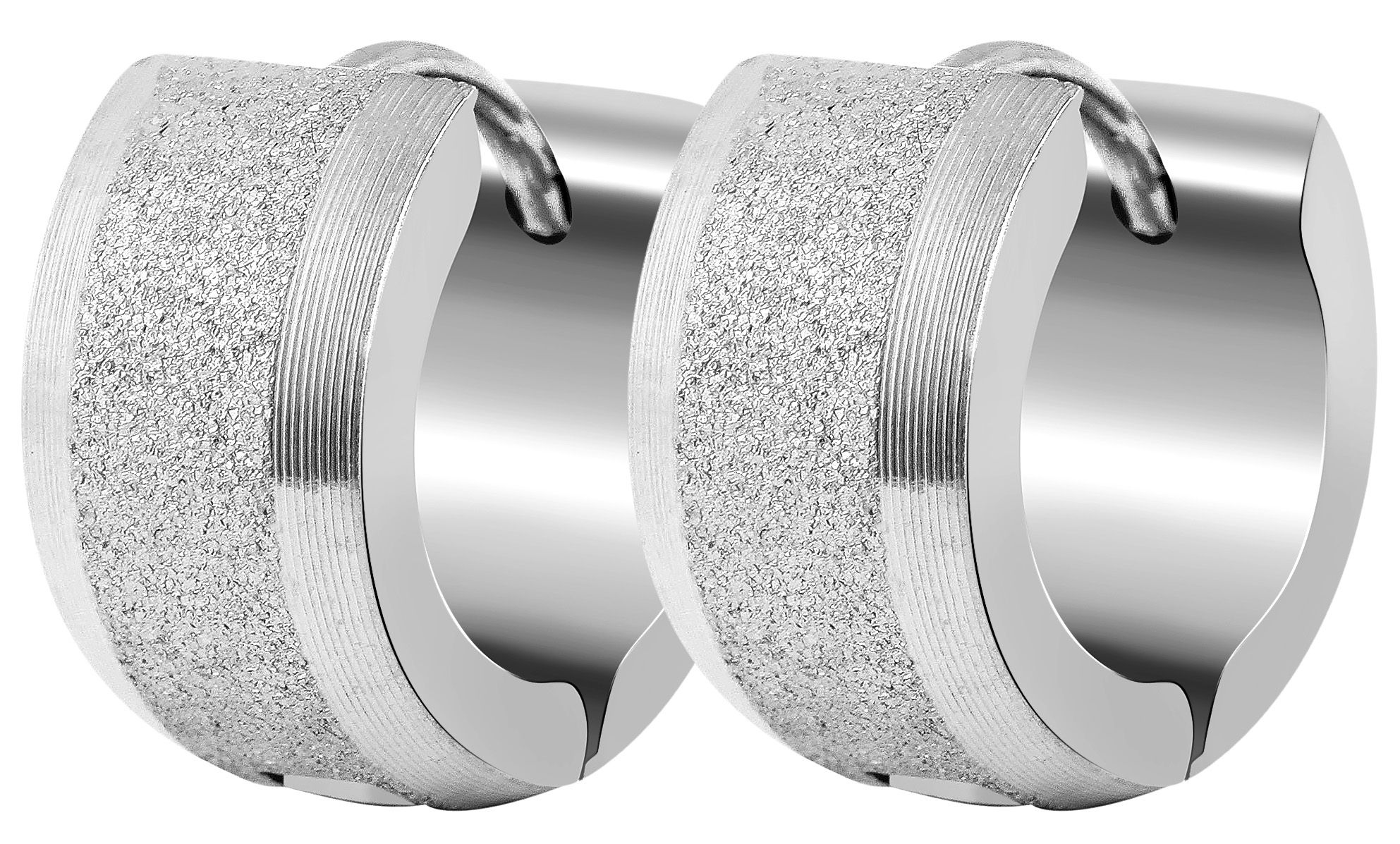 Akzent Edelstahl Klapp-Creolen, Durchmesser 13 mm, sandgestrahlt, silberfarben
