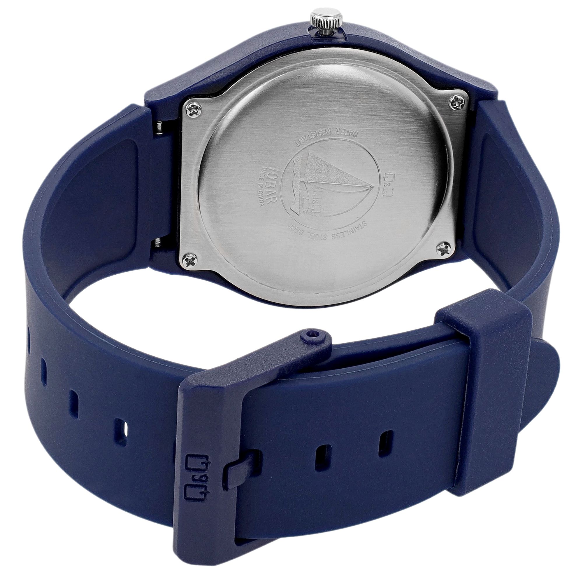 Q&Q Herren-/ Jugenduhr mit Silikonarmband, Ø 38 mm, dunkelblau