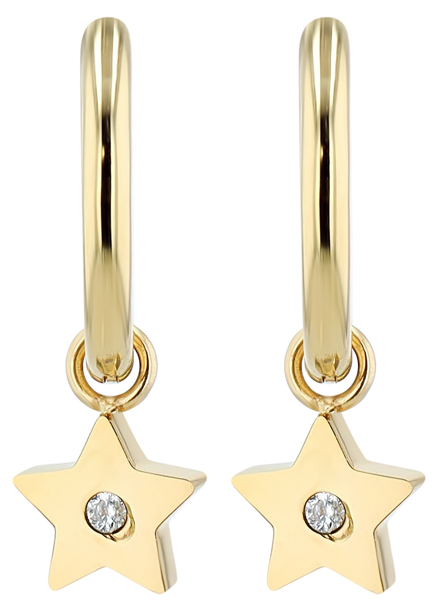 "Sari" Edelstahl Creole mit Stern Anhänger, goldfarben