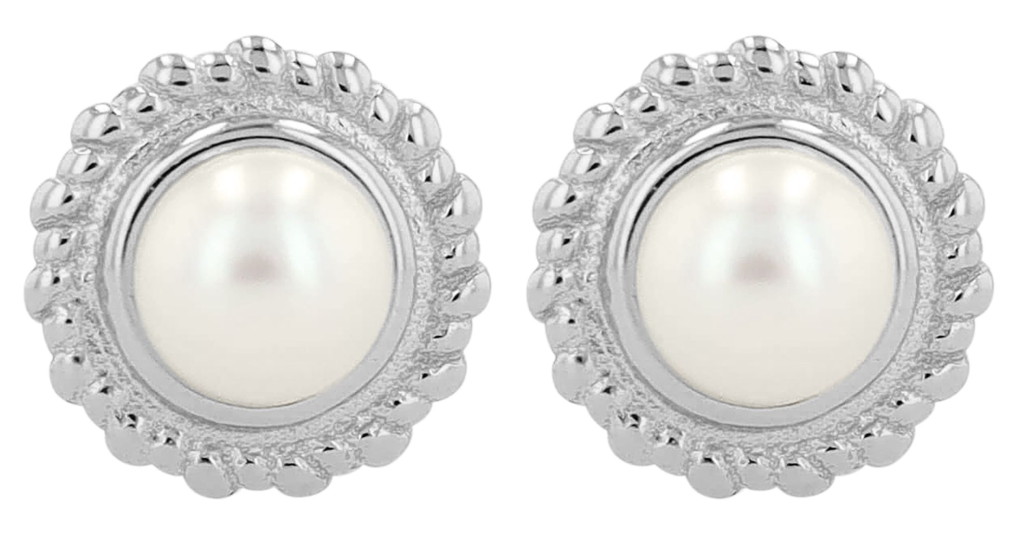 "Wally" 925/- Echt Silber Ohrstecker, Süßwasserperle, silberfarben rhodiniert