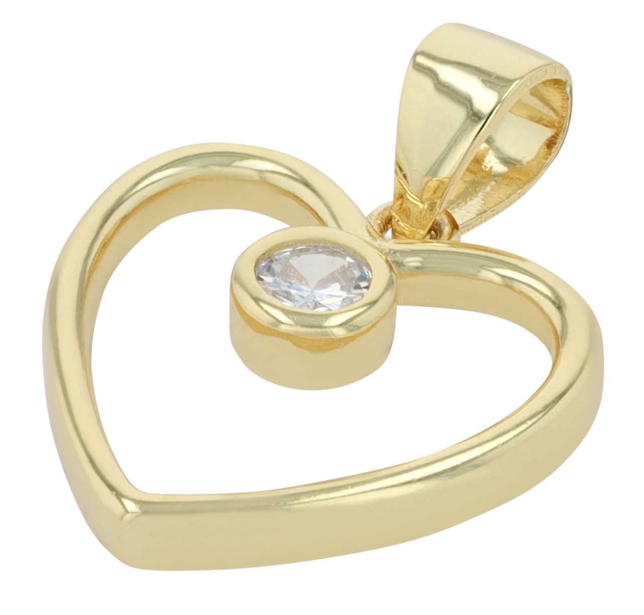 "Dilsa" - Herz mit Zirkon, 925er Echt Silber, Anhänger, goldfarben