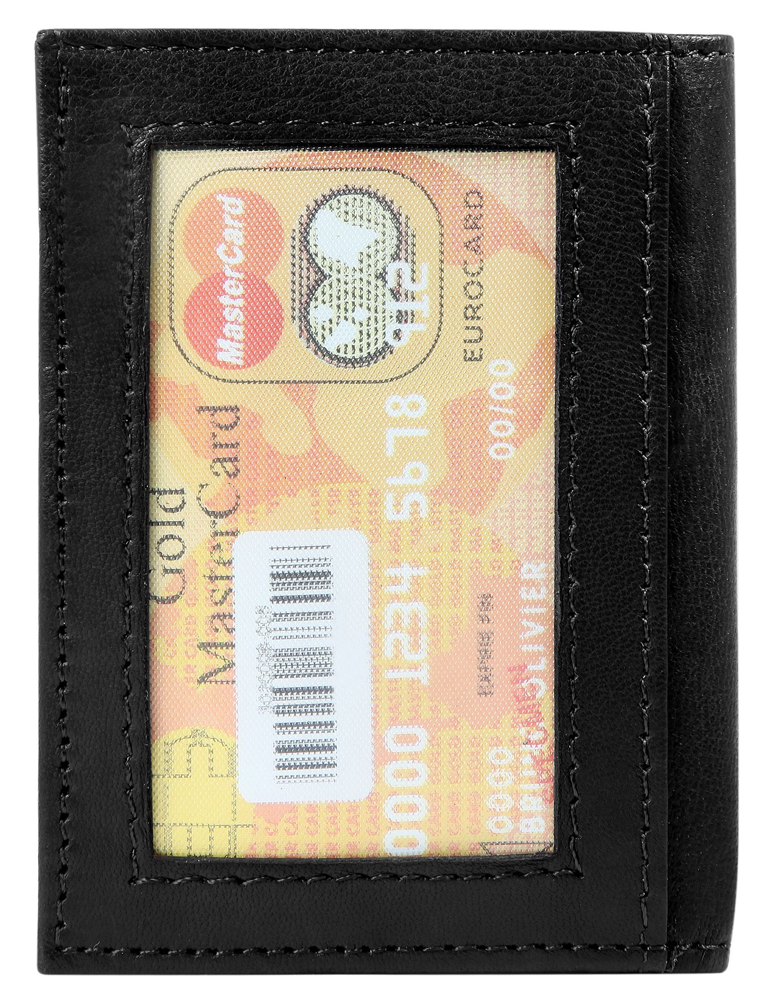 Excellanc Mini-Geldbörse aus Echtleder, Hochformat, schwarz