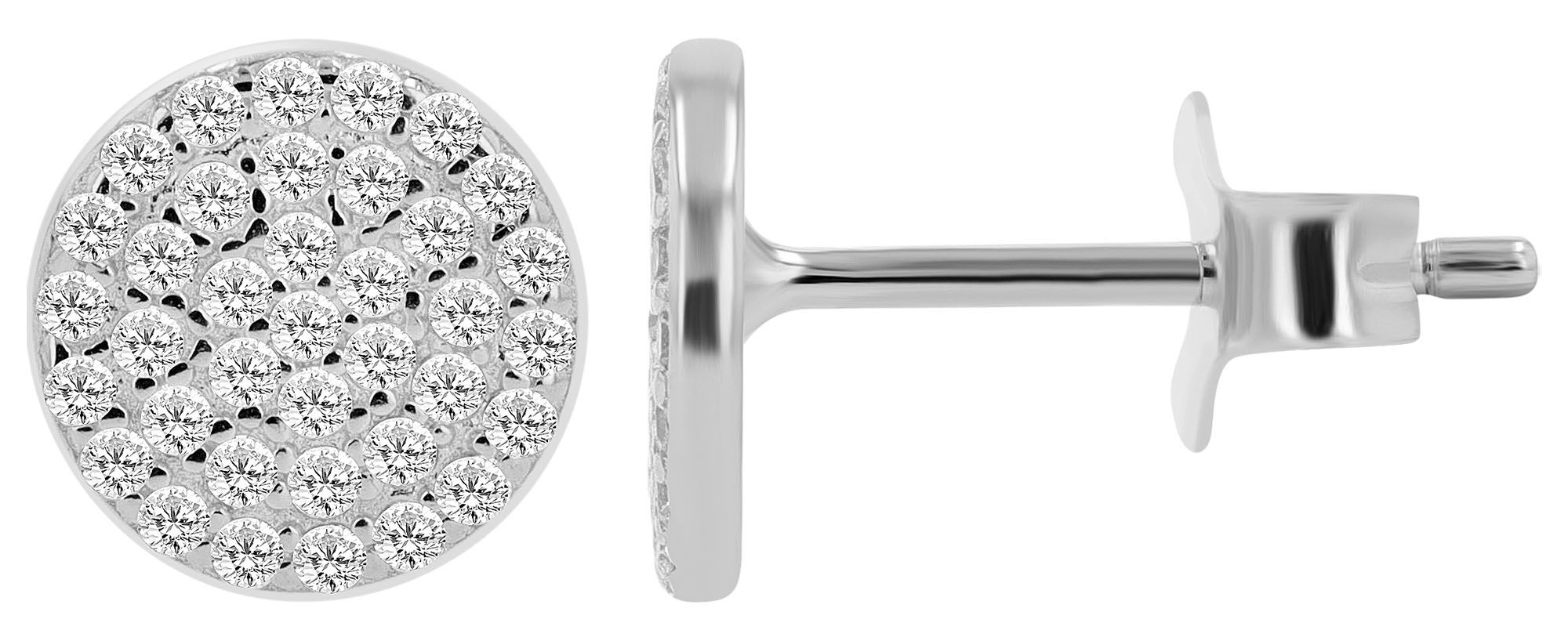 "Niha" 925/- Echt Silber Schmuckset - Plättchen Ohrstecker + Anhänger, Zirkonia, rhodiniert