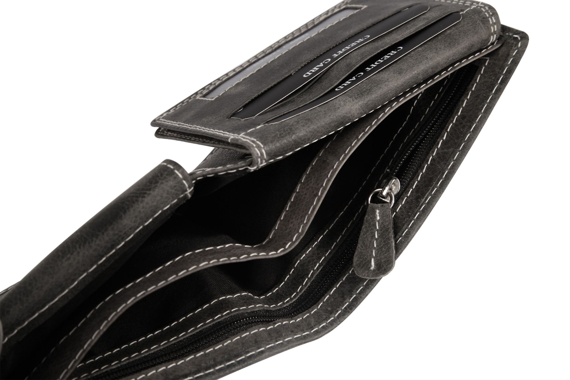 Leonardo Verrelli, Echtleder (Distressed Hunter) Damen Geldbörse, RFID, Querformat, schwarz