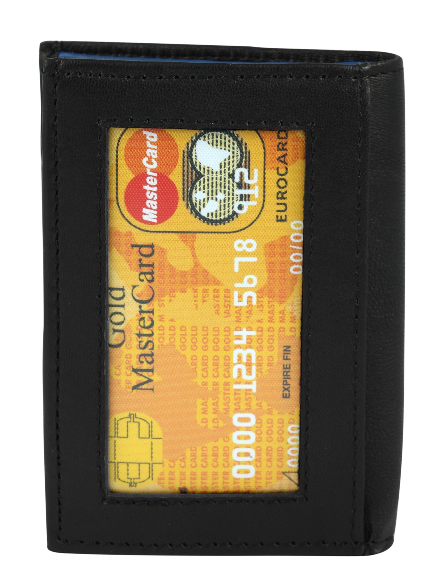 Steinmeister Mini-Geldbörse aus Echtleder, Hochformat, schwarz/blau