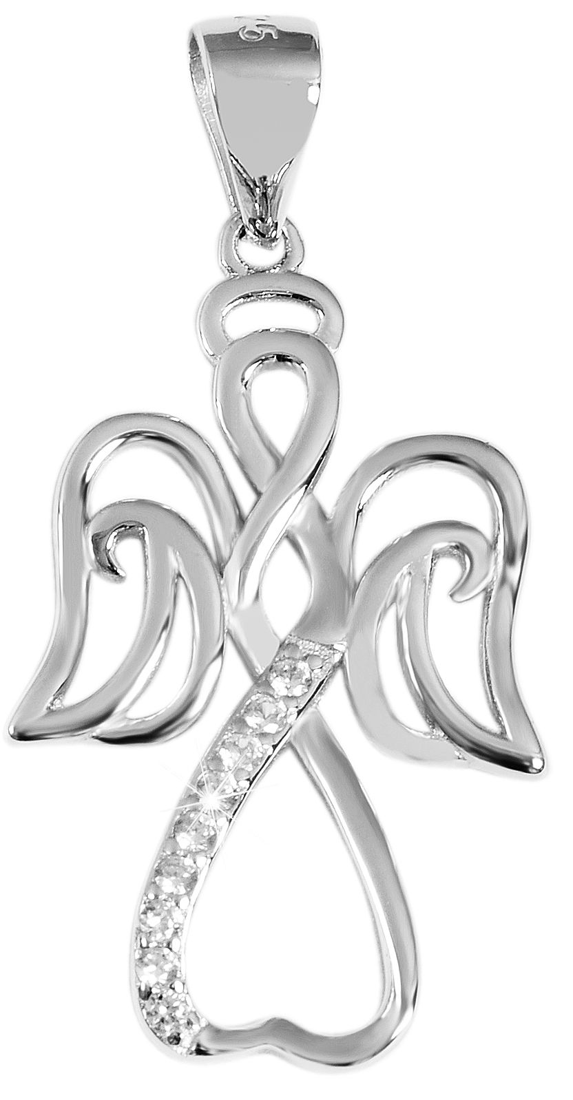 925/- Echt Silber Anhänger "Evelina" - Schutzengel mit Zirkoniabesatz, rhodiniert (ohne Kette)