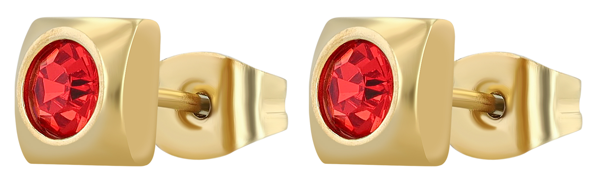 "Juli", Edelstahl Ohrstecker, Similibesatz, goldfarben