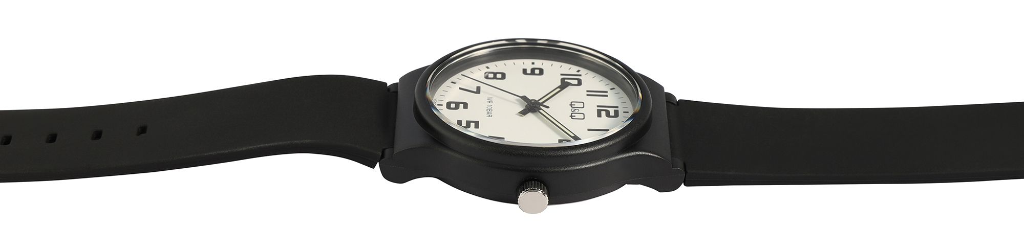 Q&Q Herren-/ Jugenduhr, Silikonband, Ø 38 mm, schwarz/ weiß
