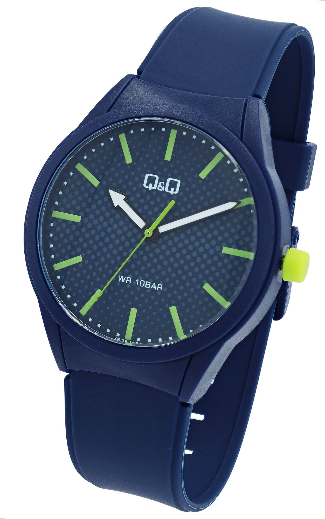 Q&Q Herren-/ Jugenduhr mit Silikonarmband, Ø 40 mm, dunkelblau (grün)