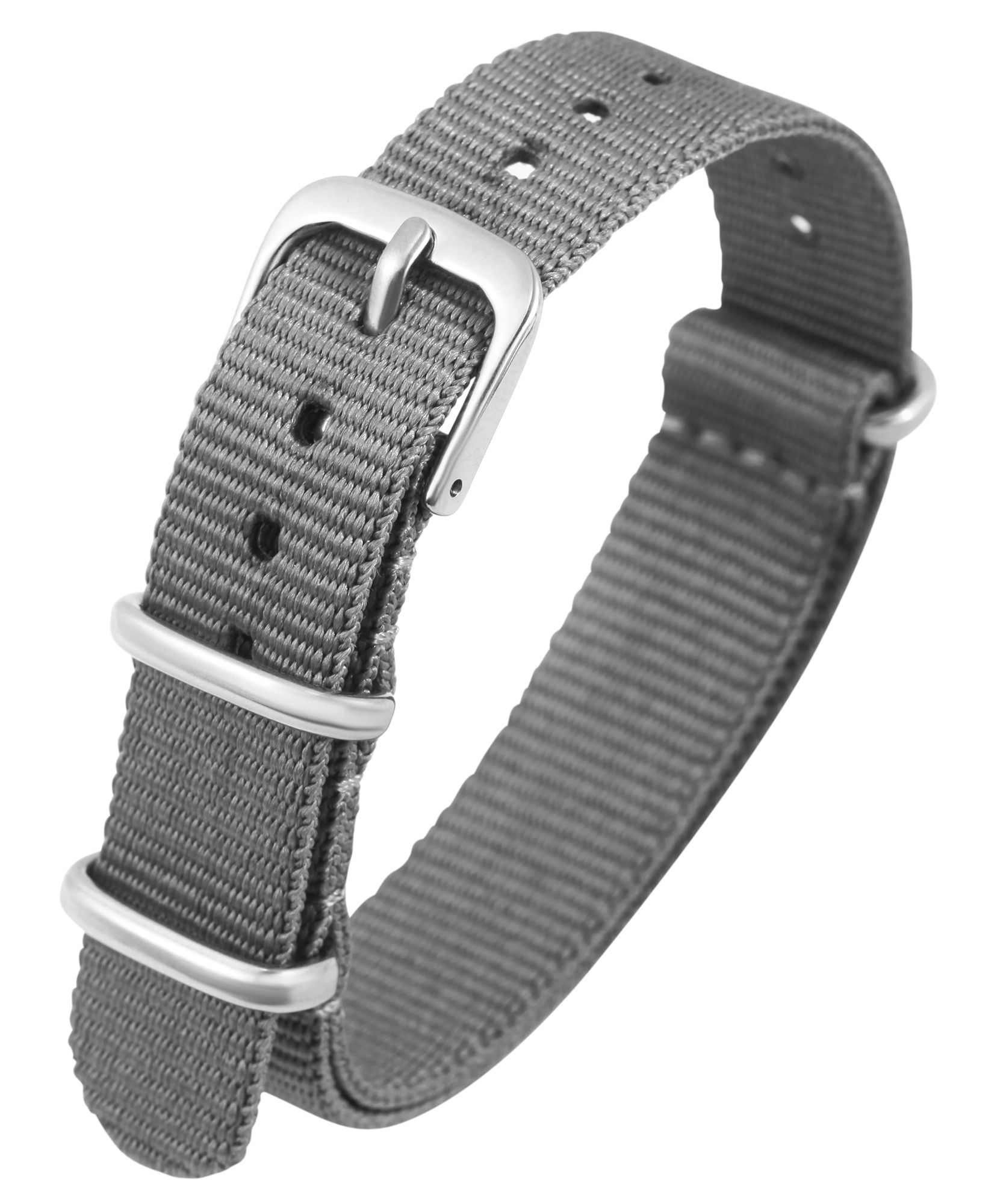 Nylon-Uhrenarmband, grau, Dornschließe, 14 mm
