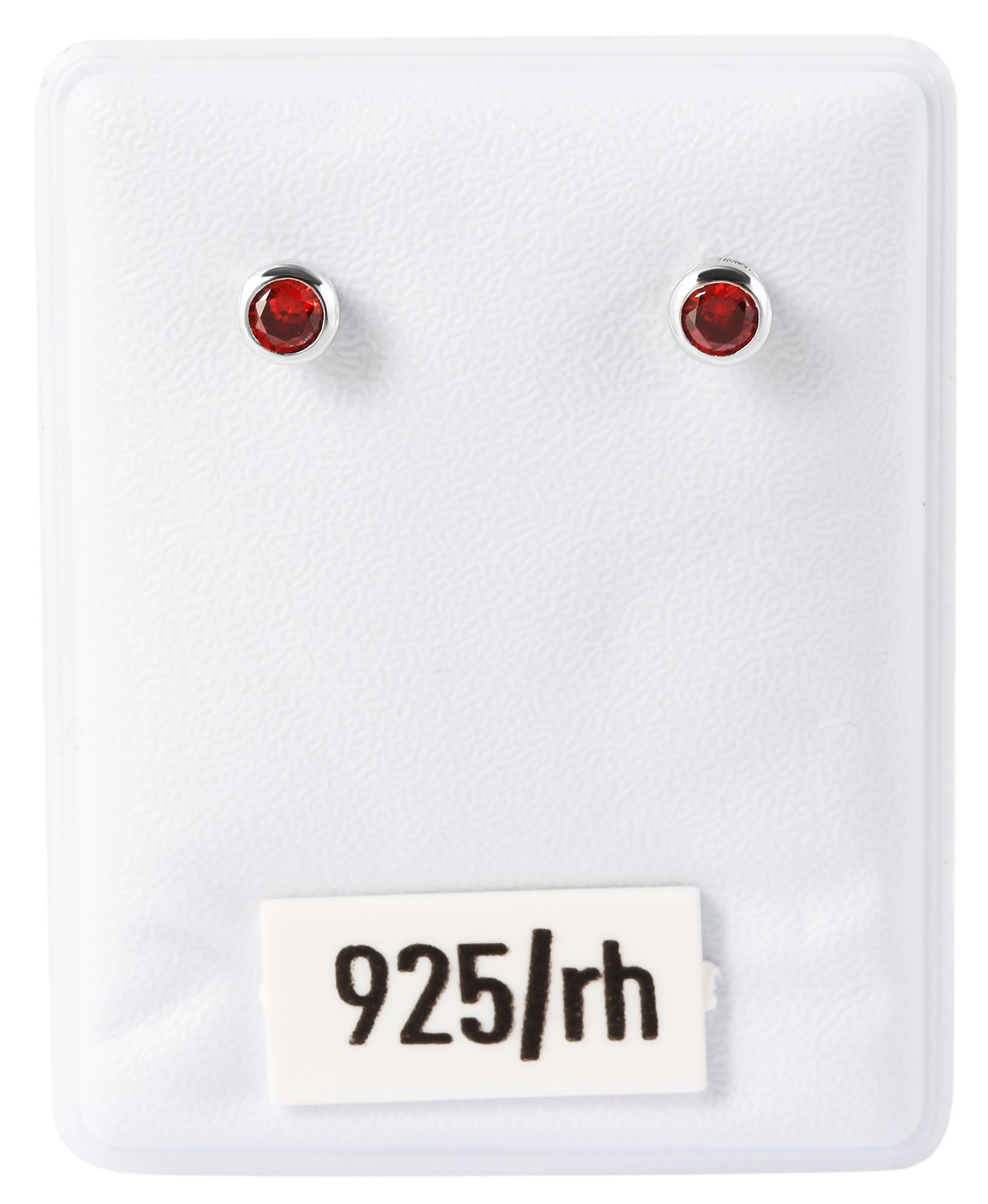 "Velia" 925/- Echt Silber Kinder-/ Ohrstecker, roter Zirkoniastein, rhodiniert
