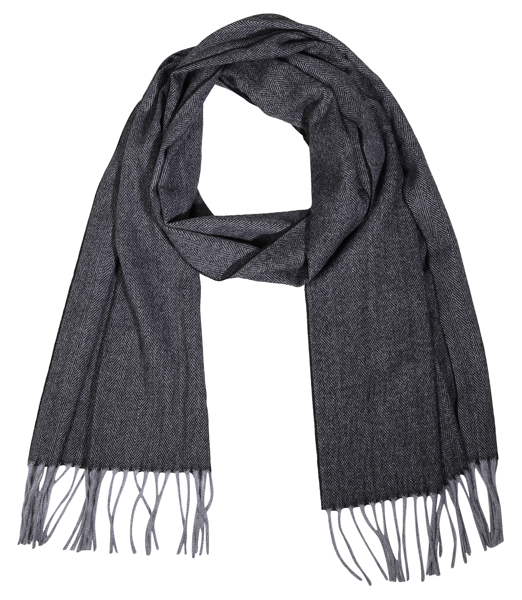 Herren Winterschal, unifarben mit Fischgrätenmuster (schwarz) 100% Polyester VE 4
