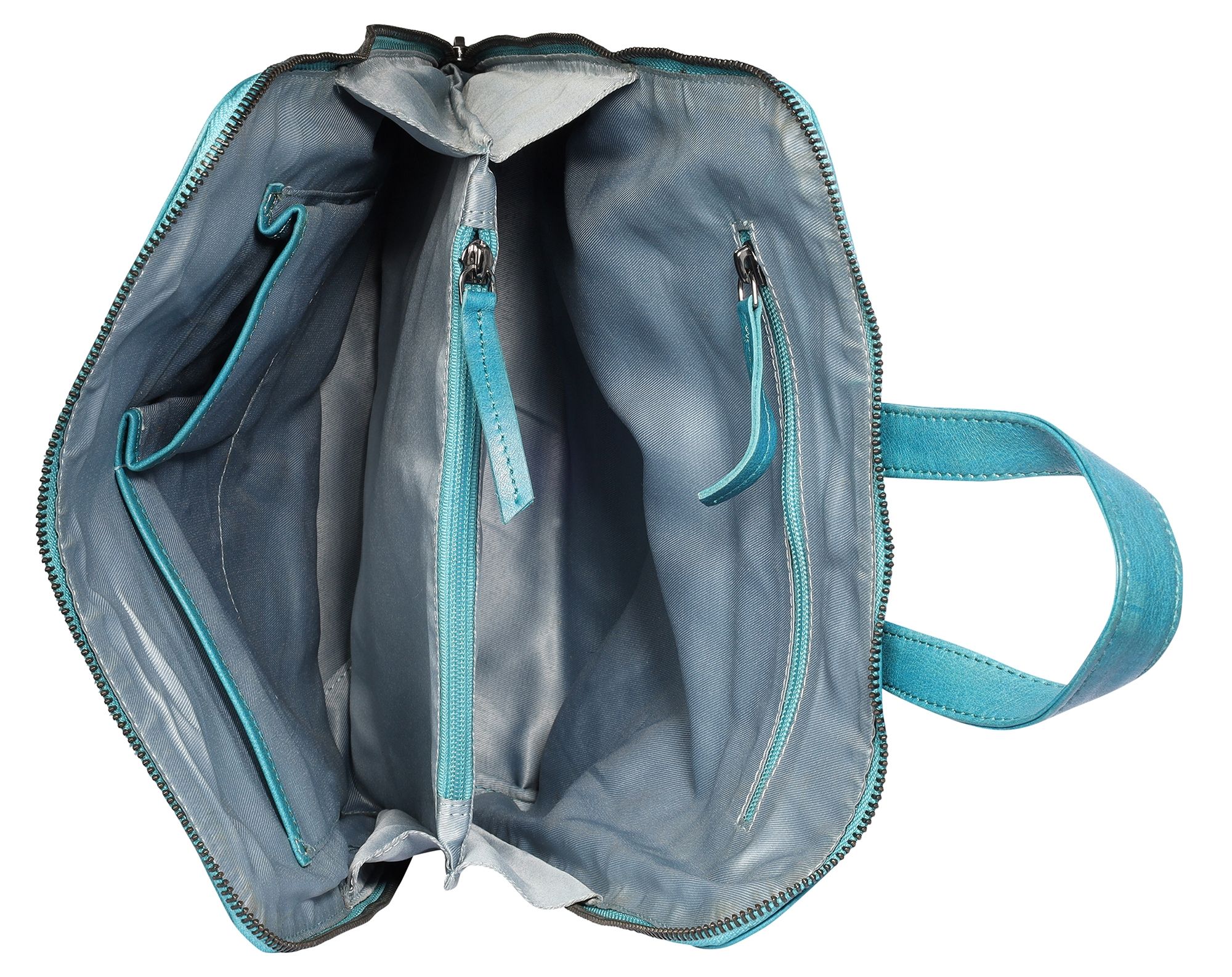 Leonardo Verrelli, Echtleder Rucksack/Tasche, Reißverschluss, verstellbare Riemen, blau