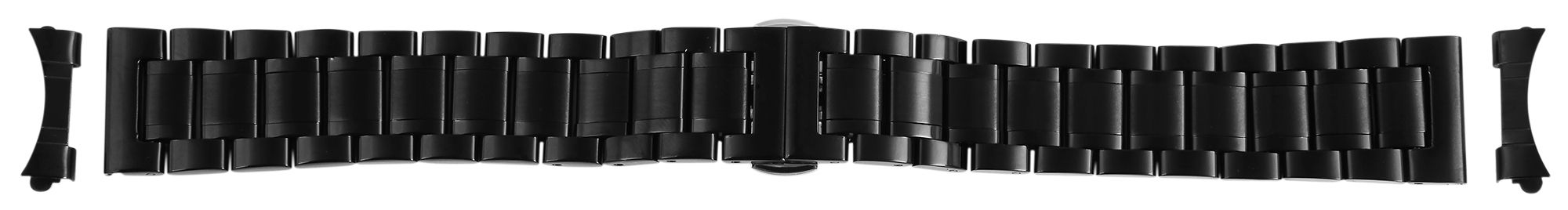 Edelstahl-Uhrenarmband, schwarz, Butterfly-Faltschließe, 18 mm - 24 mm