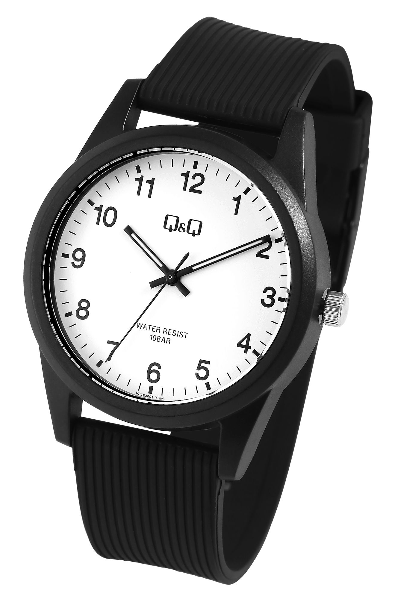 Q&Q Herren-/ Damenuhr mit Resinband, Ø 40 mm, schwarz/ weiß