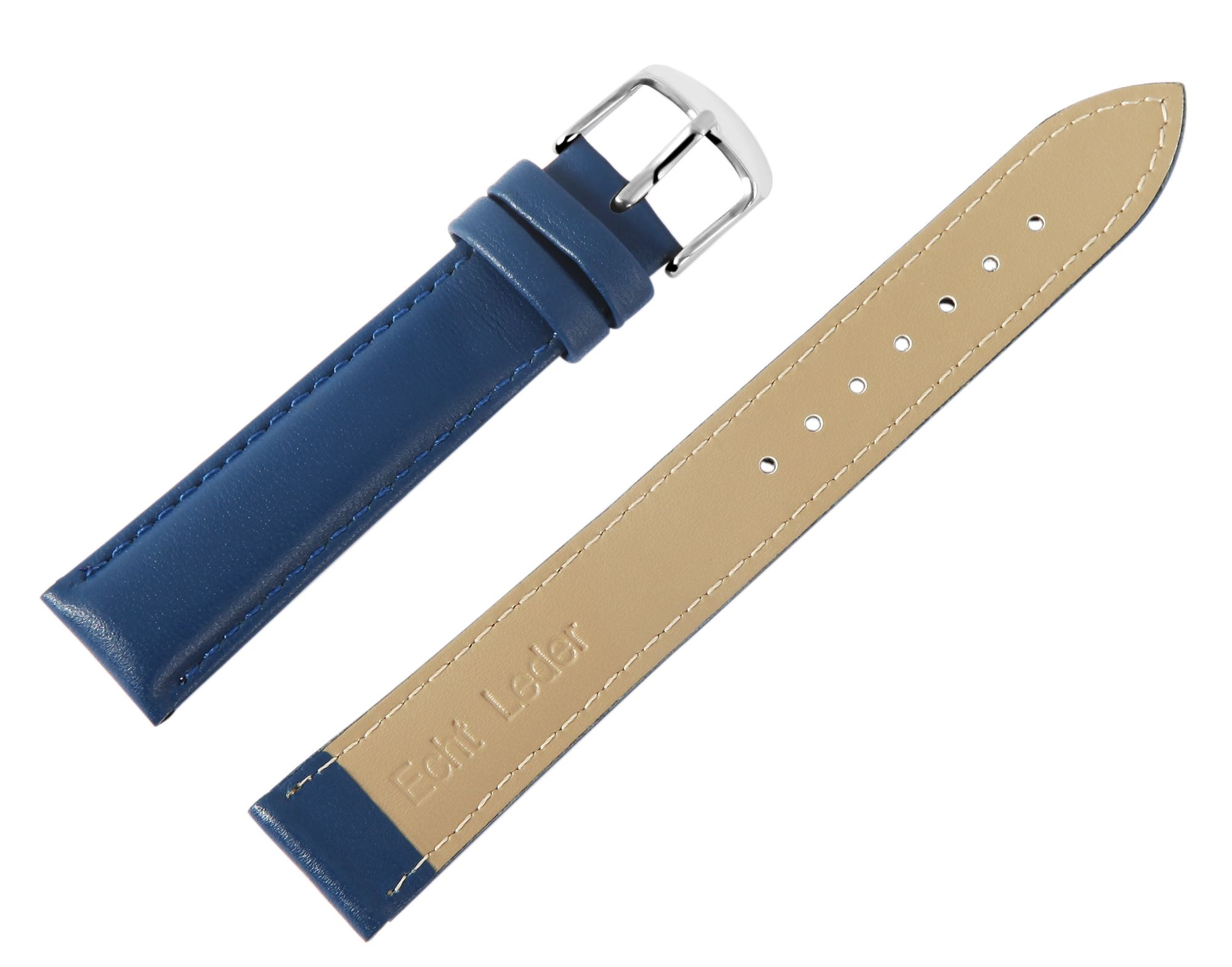 Echtleder-Uhrenarmband, dunkelblau, 16 mm