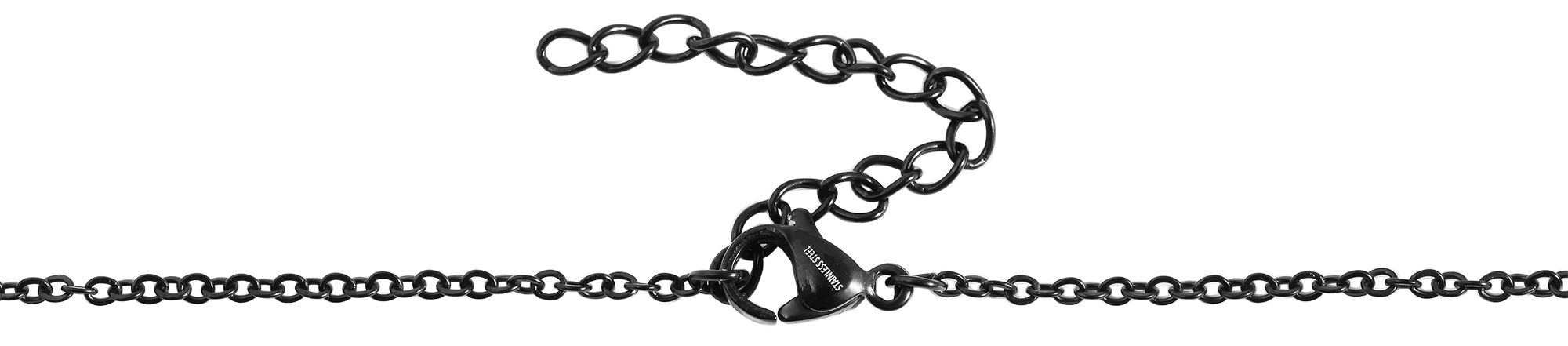 "Hafsa" Edelstahl Kette (43+5 cm) mit Anhänger - Kreuz, schwarz