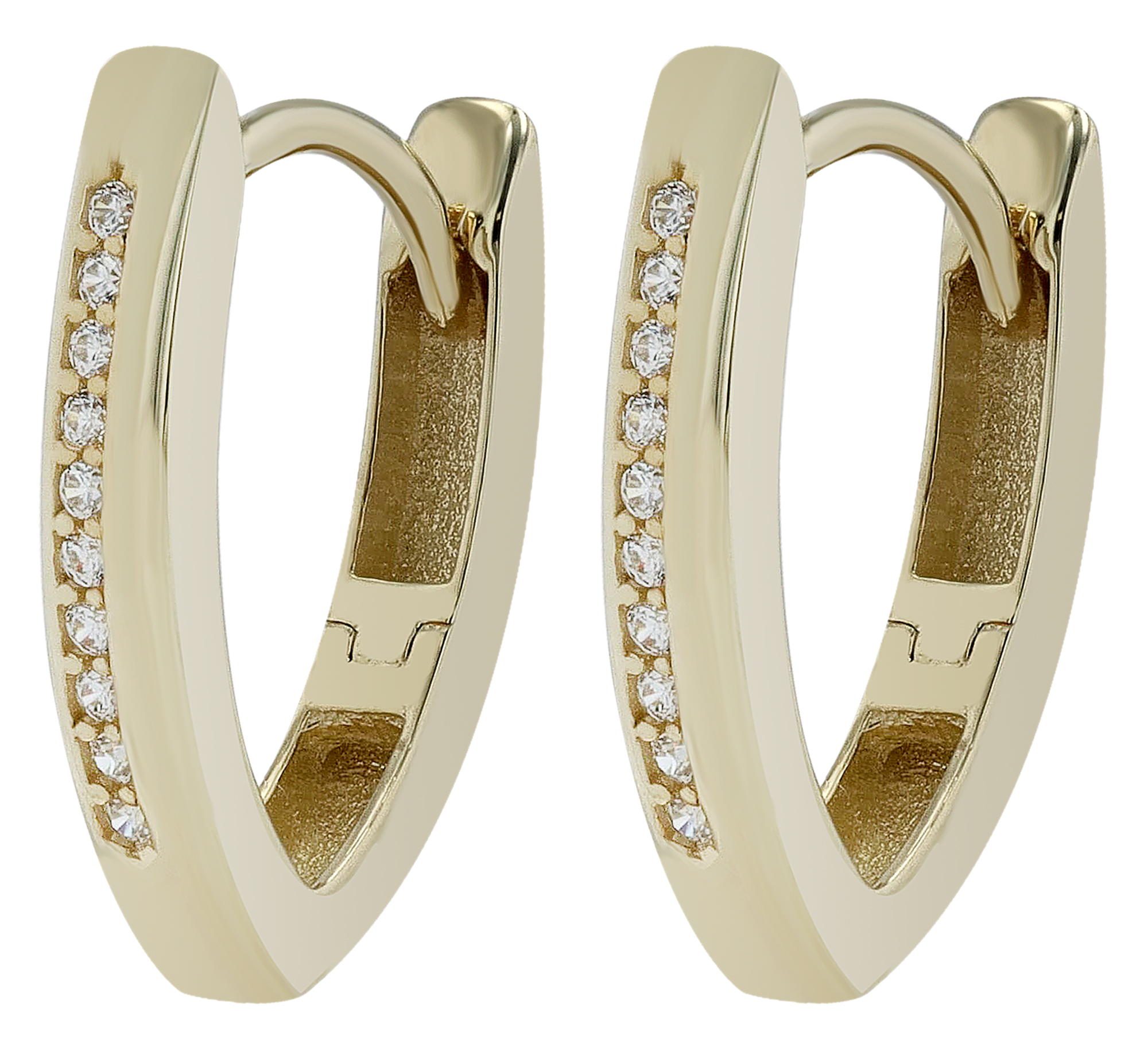 333/- Gold Klapp-Creolen "Suela", Zirkoniabesatz, Gelbgold, 8 Karat