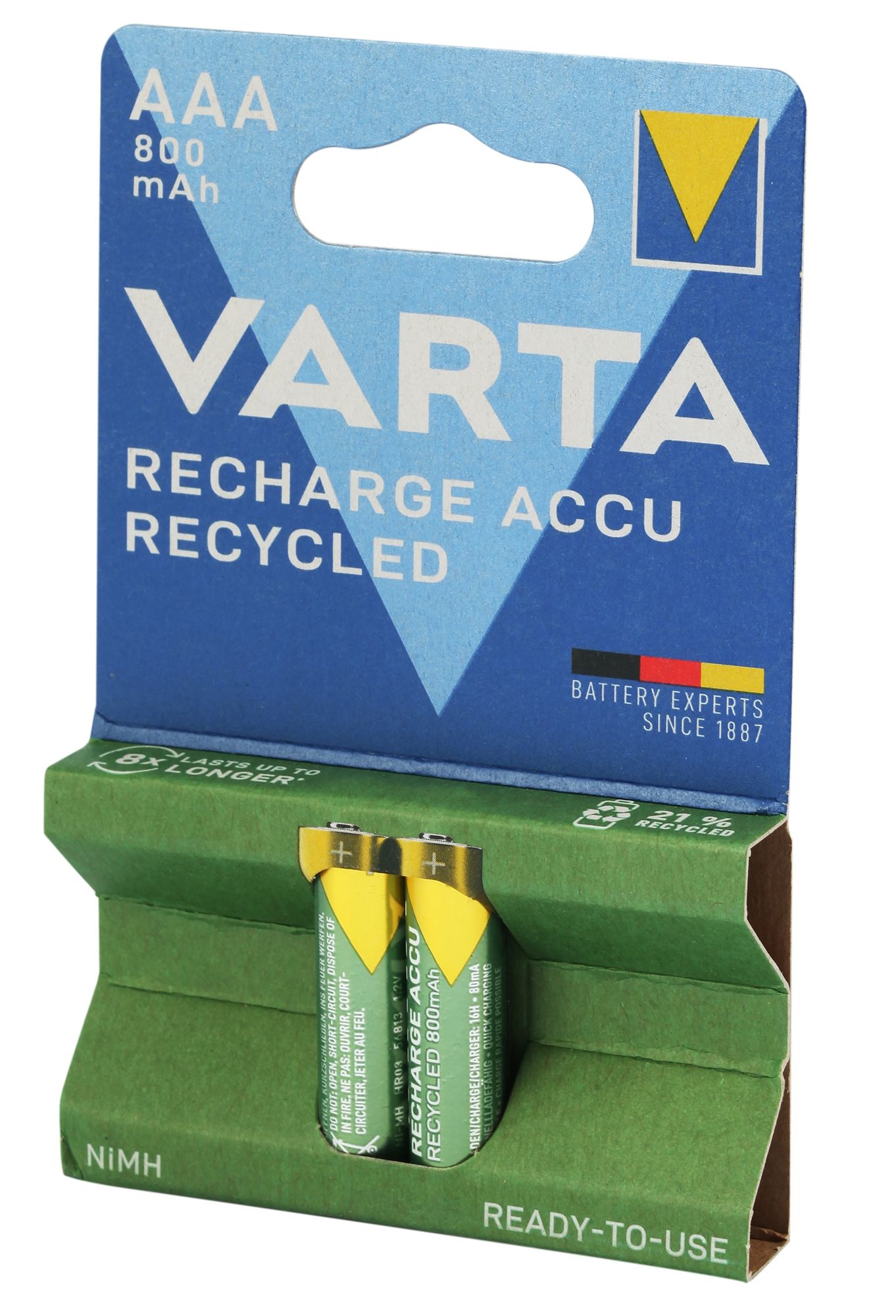 VARTA RECHARGE ACCU Recycled AAA 800mAh, 2er Blister