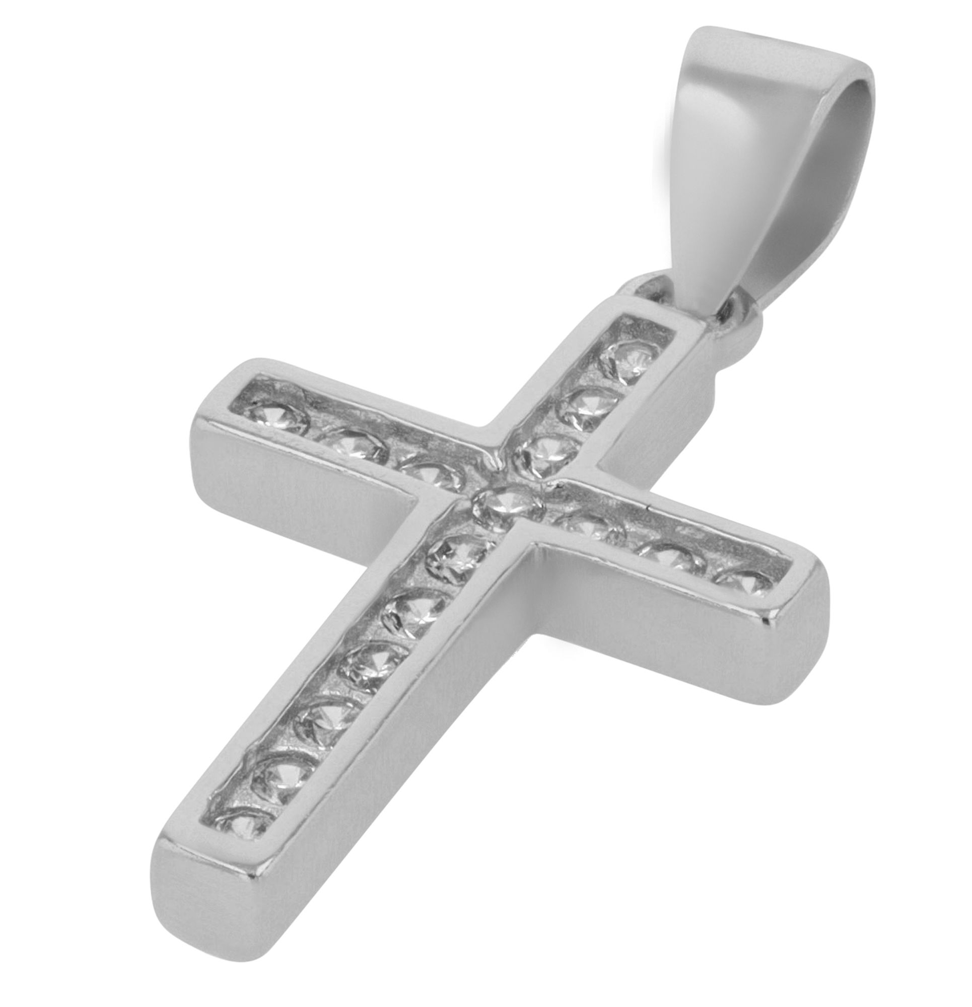 "Mireio" 925/- Echt Silber Anhänger - Kreuz, Zirkonia, vergoldet