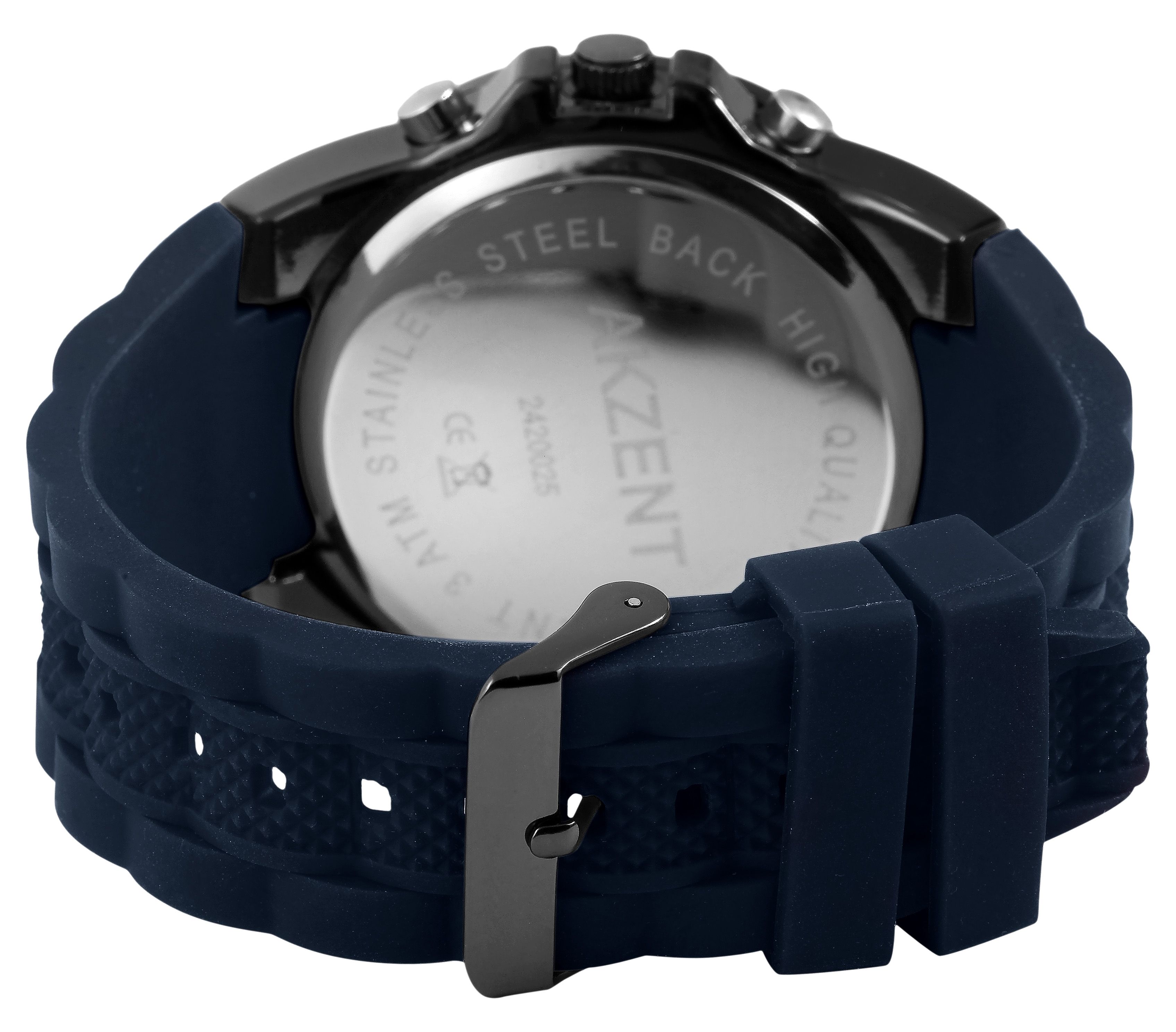 Akzent Analog-Digital Herrenuhr mit Silikonarmband, blau