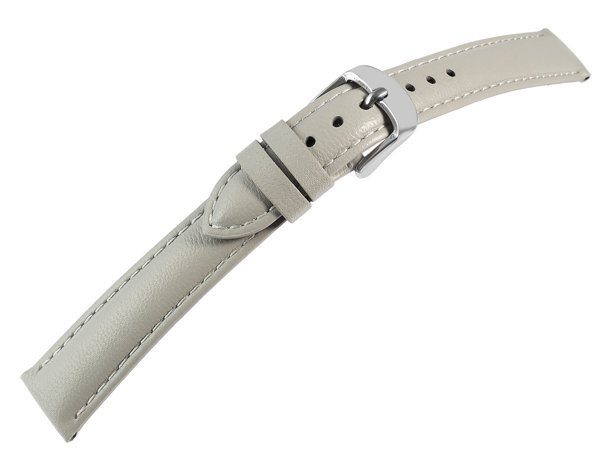 Gr 12 mm Uhrenarmband aus Echtleder in grau, genäht