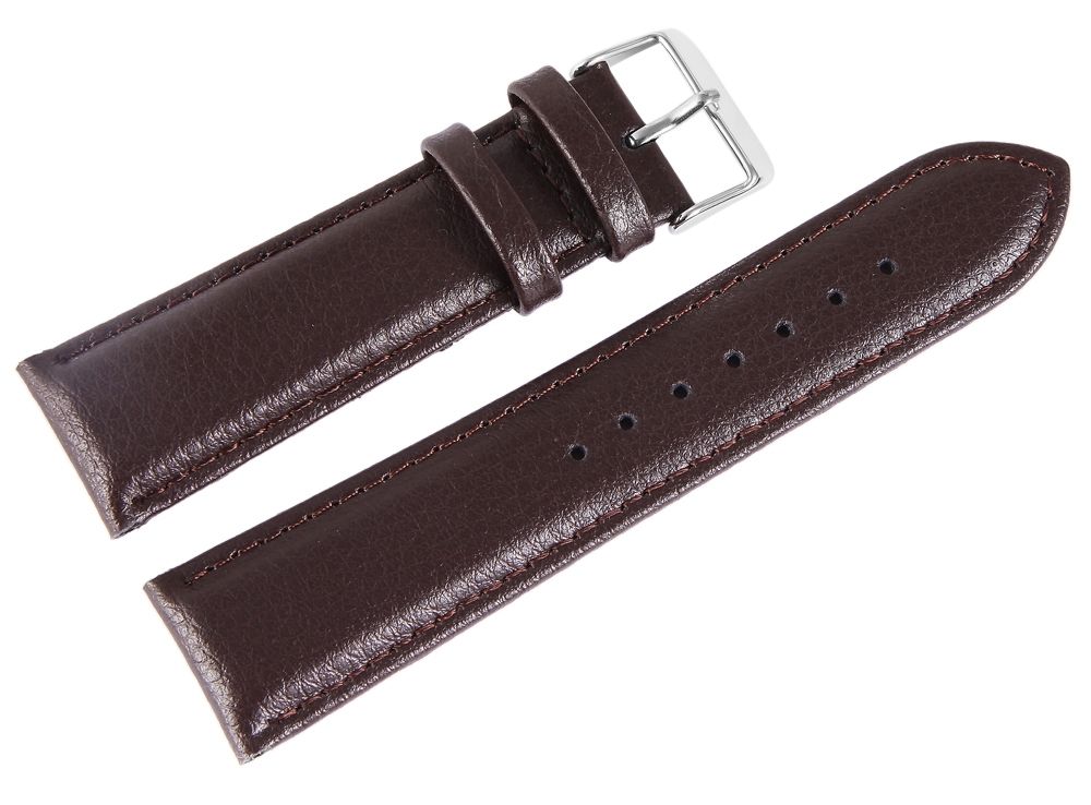 Echtleder-Uhrenarmband, dunkelbraun, 22 mm