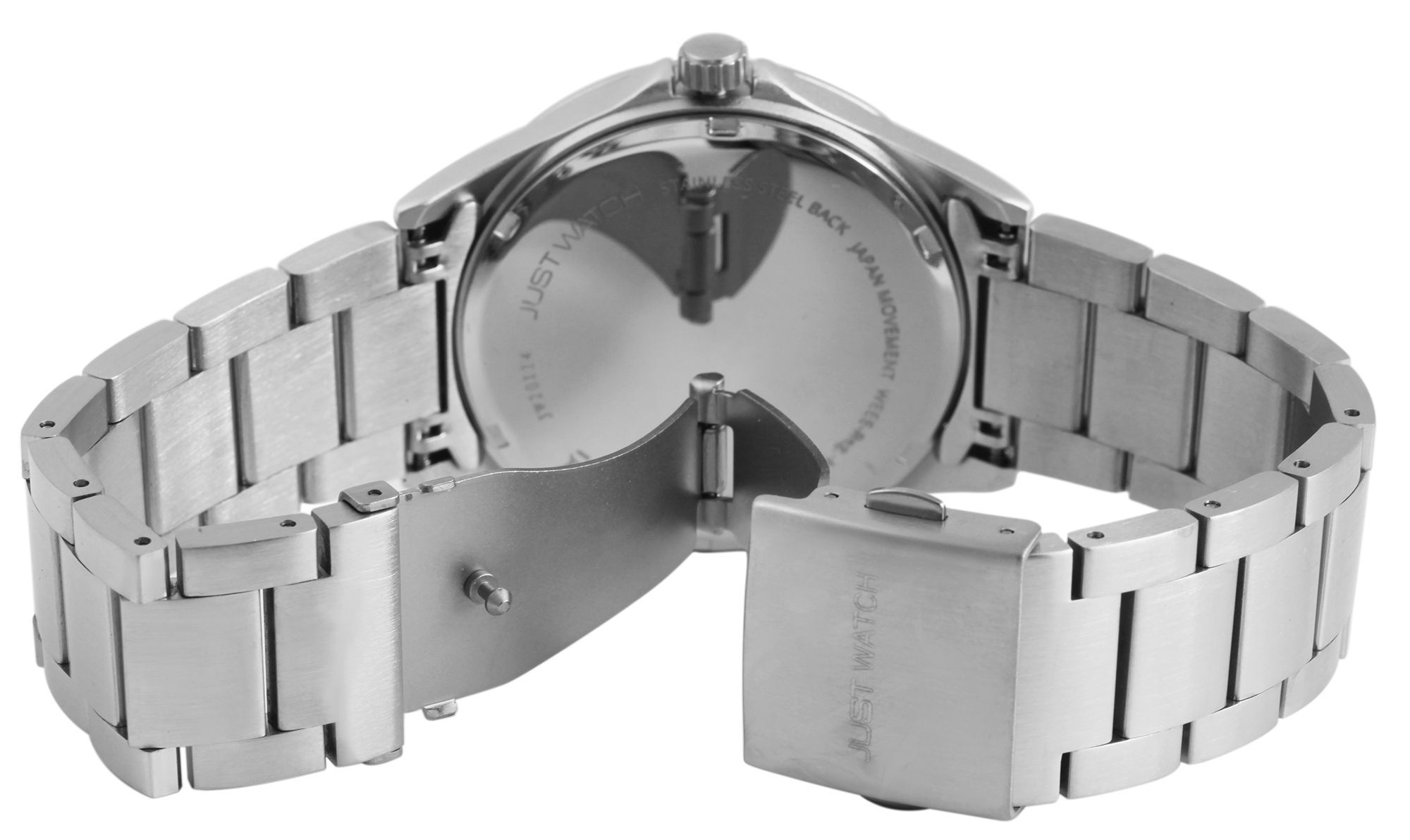 Just Watch Herrenuhr, Edelstahlband, silberfarben/weiß