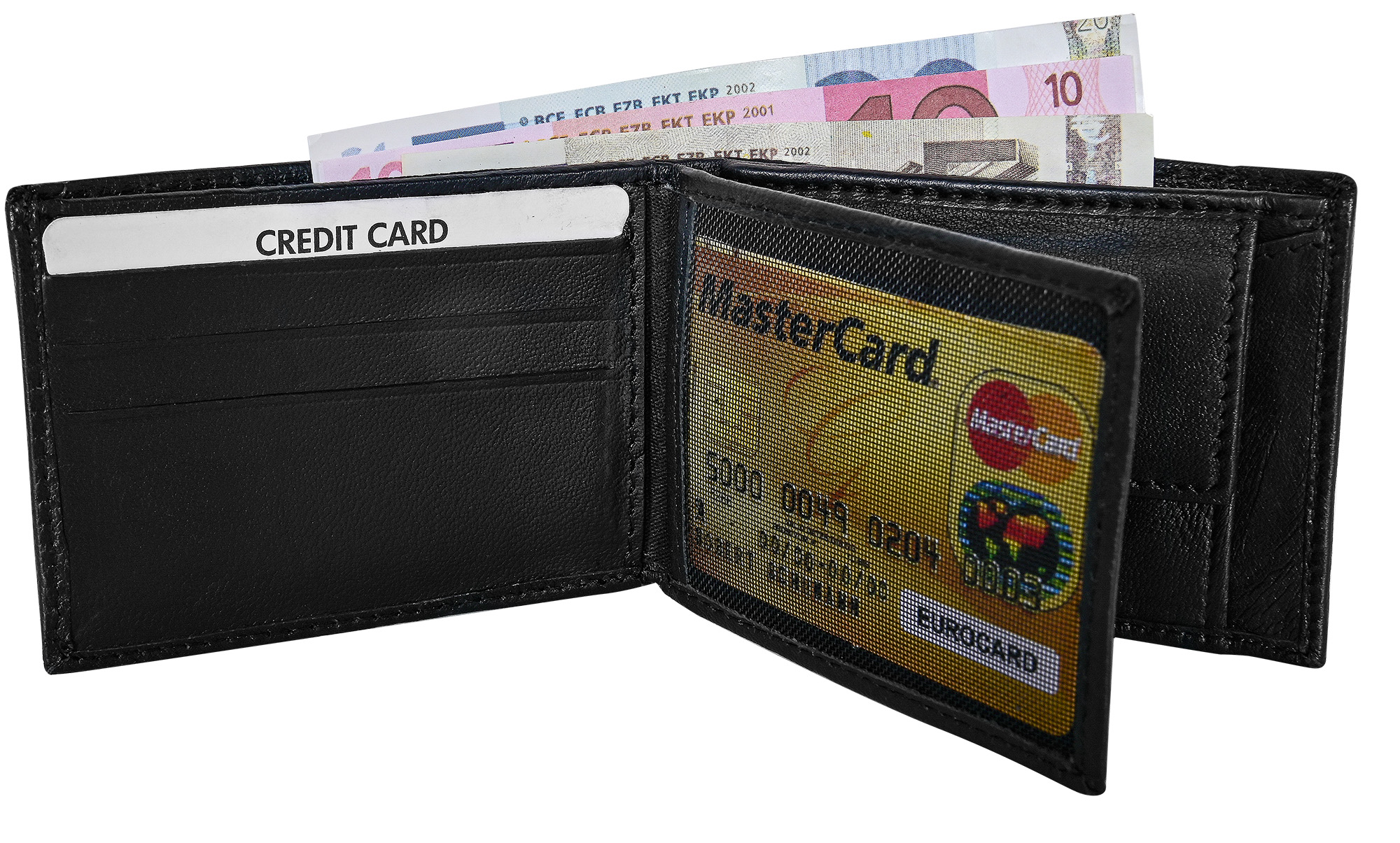 Steinmeister Echtleder Mini-Geldbörse, RFID, Querformat, schwarz