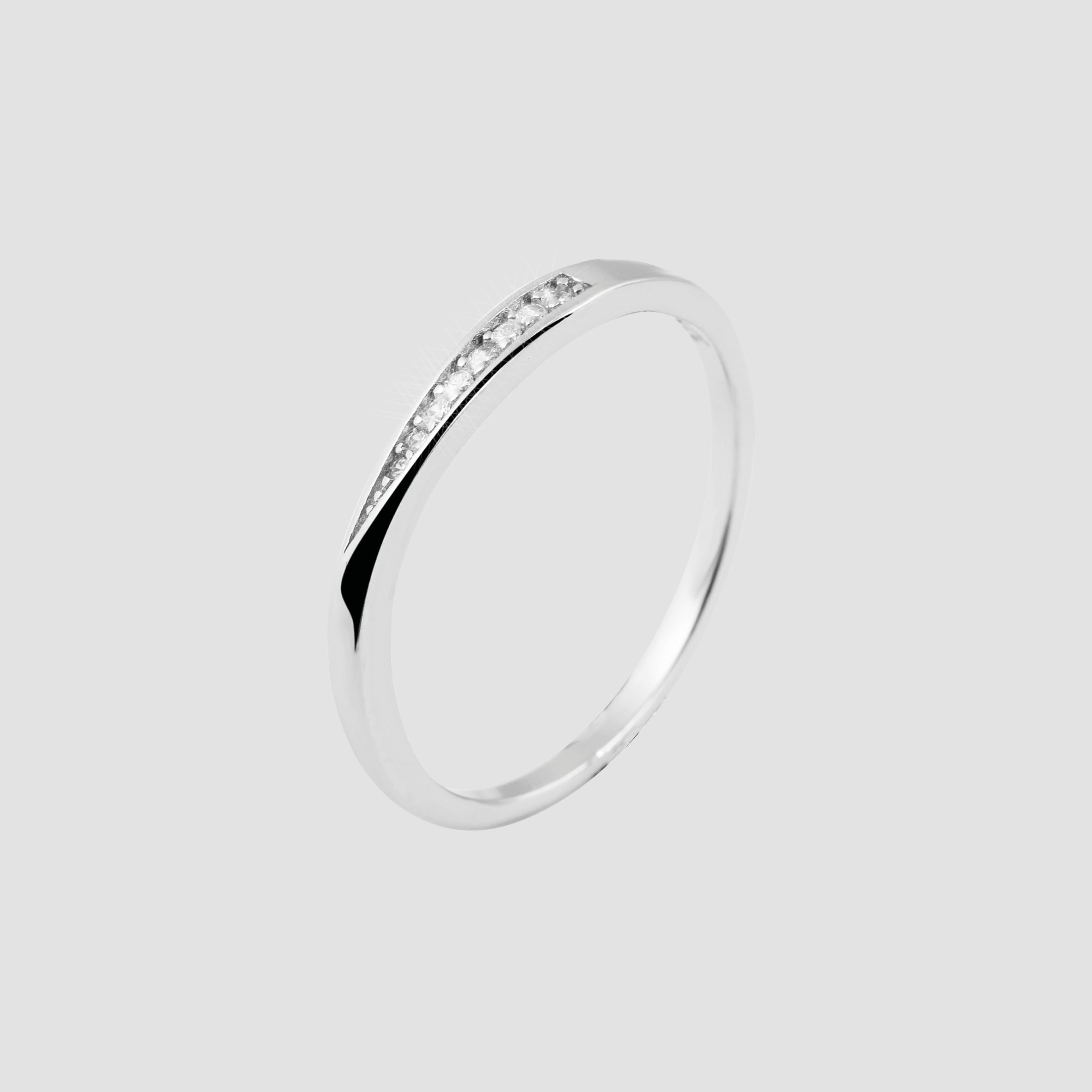 925 Echt Silber Ring mit Zirkoniabesatz, 925/ rhodiniert, Gr. 58