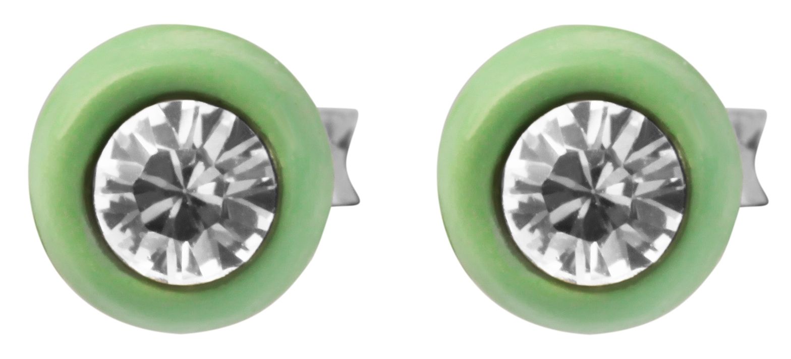 "Farbenfreunde Cleo" 925/- Echt Silber Kinder Ohrstecker, Similistein, rhodiniert, hellgrün