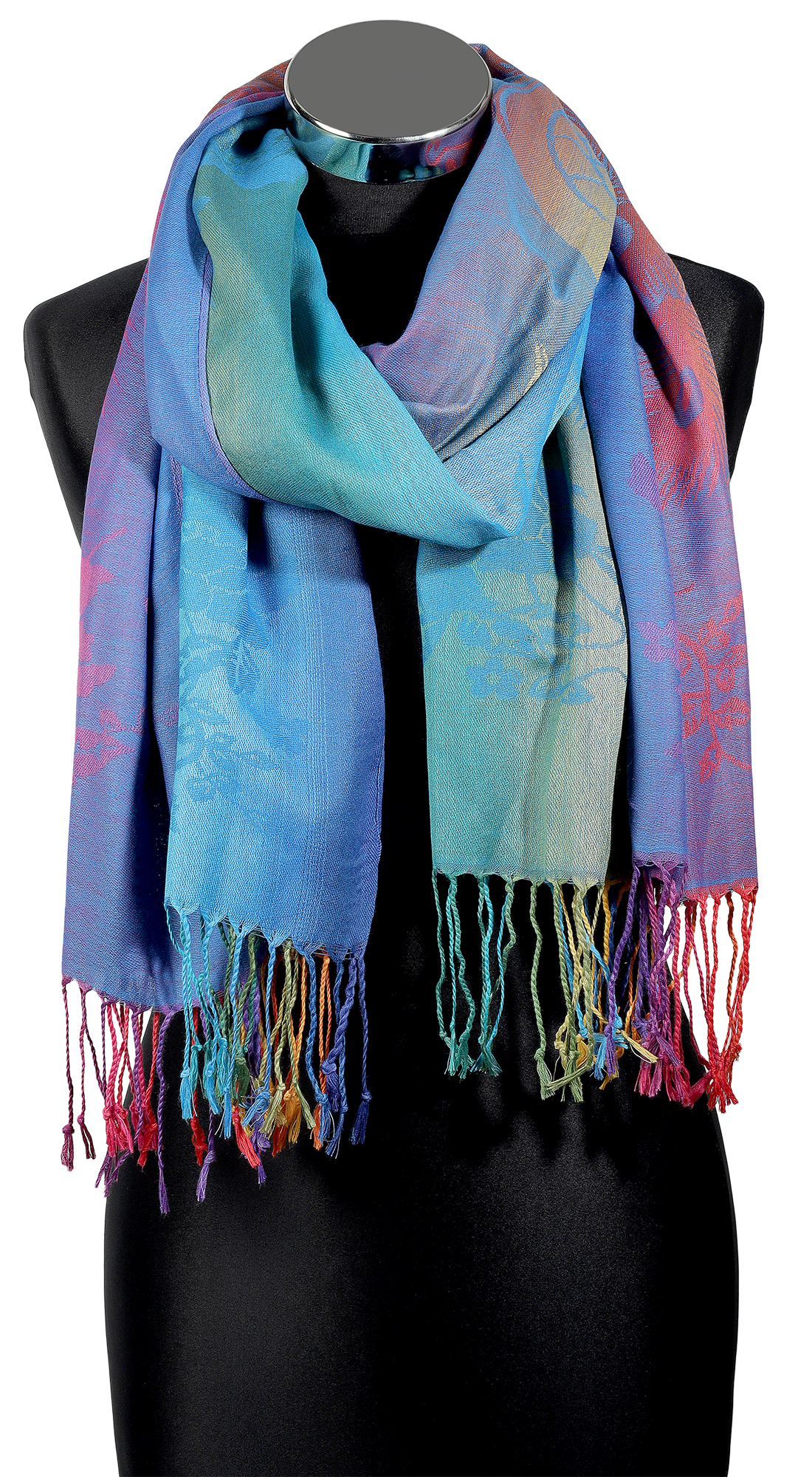 Schalpaket, 100% Polyester, VE 4, Ombré-Effekt + Pfau, blau