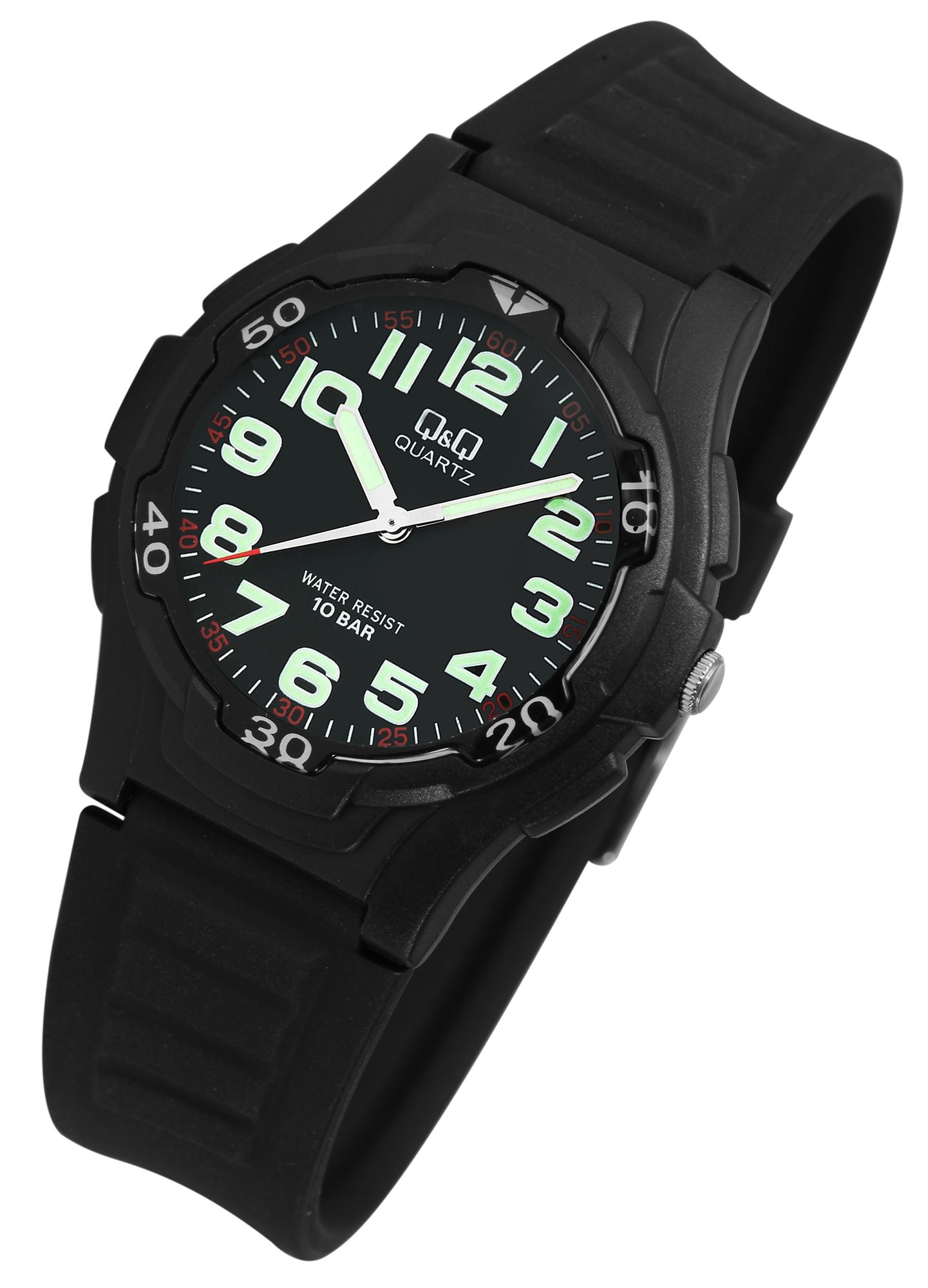 Q&Q Herrenuhr mit Silikonarmband, Ø 40 mm, schwarz