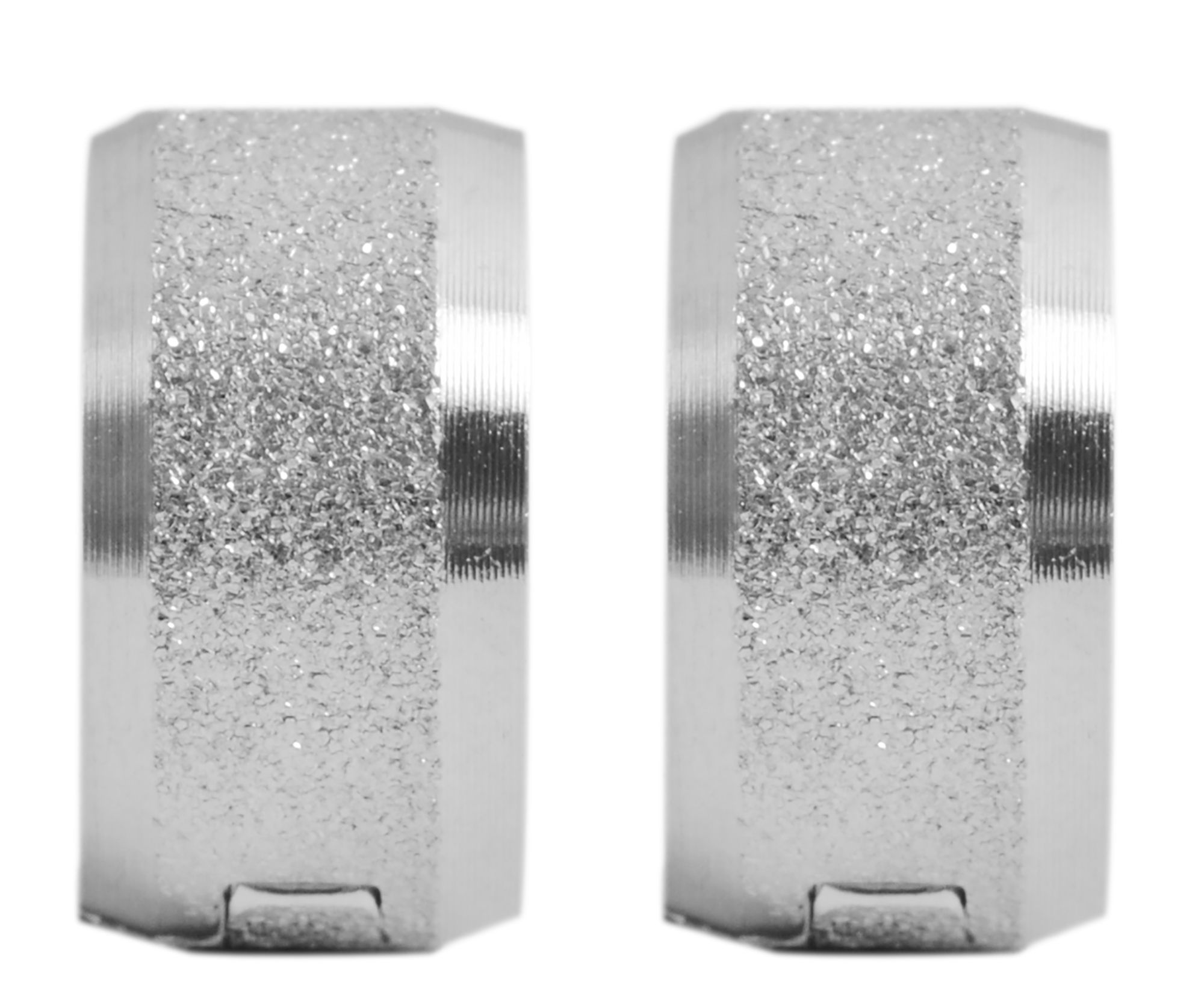 Akzent Edelstahl Klapp-Creolen, Durchmesser 13 mm, sandgestrahlt, silberfarben