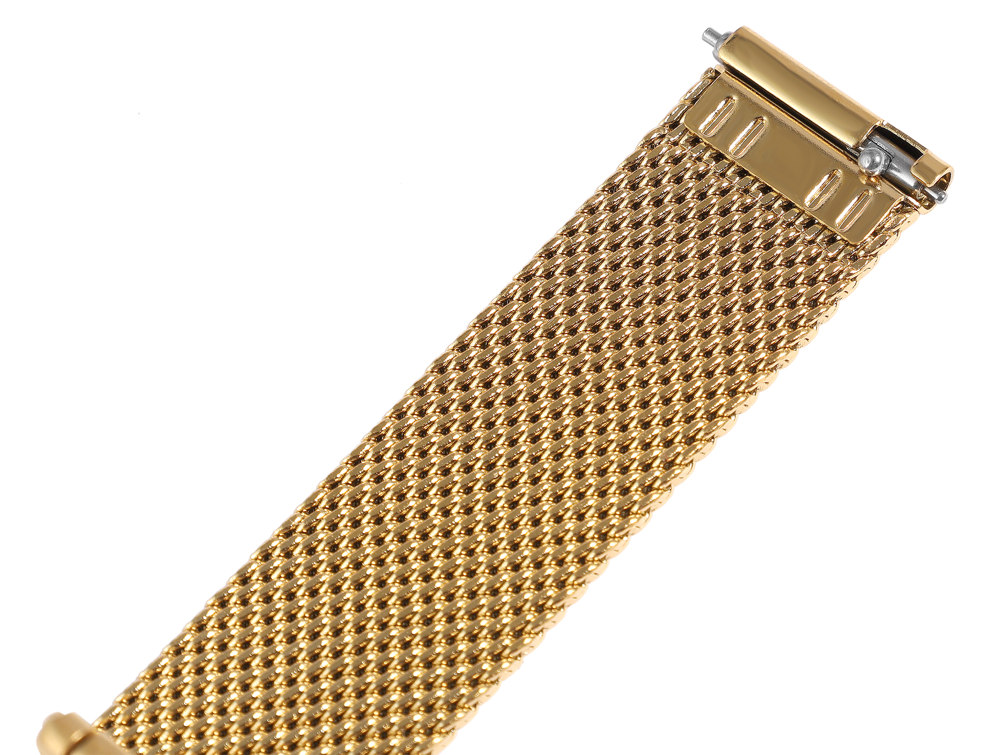 Edelstahl-Milanese (Quick-Release), Faltschließe, goldfarben, 14 mm