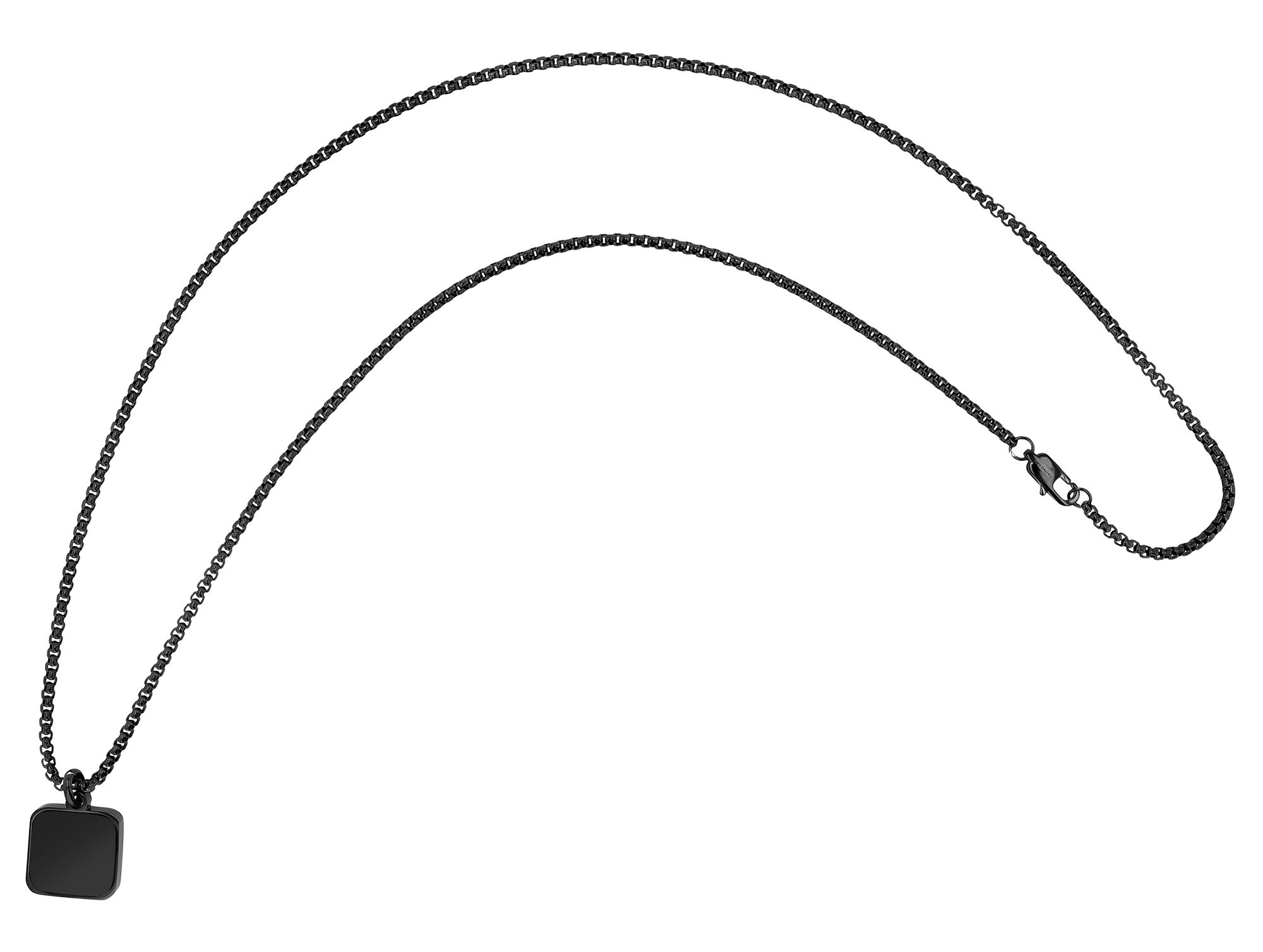 "Naturella", Edelstahl Kette mit Naturstein-Anhänger, 61 cm, schwarz/ schwarzer Achat
