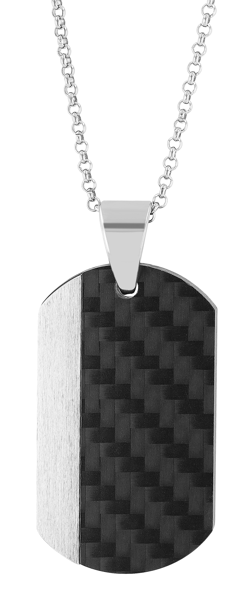 "Antonio", Edelstahlanhänger, Dogtag, holografisches Carbonmuster, schwarz/silberfarben
