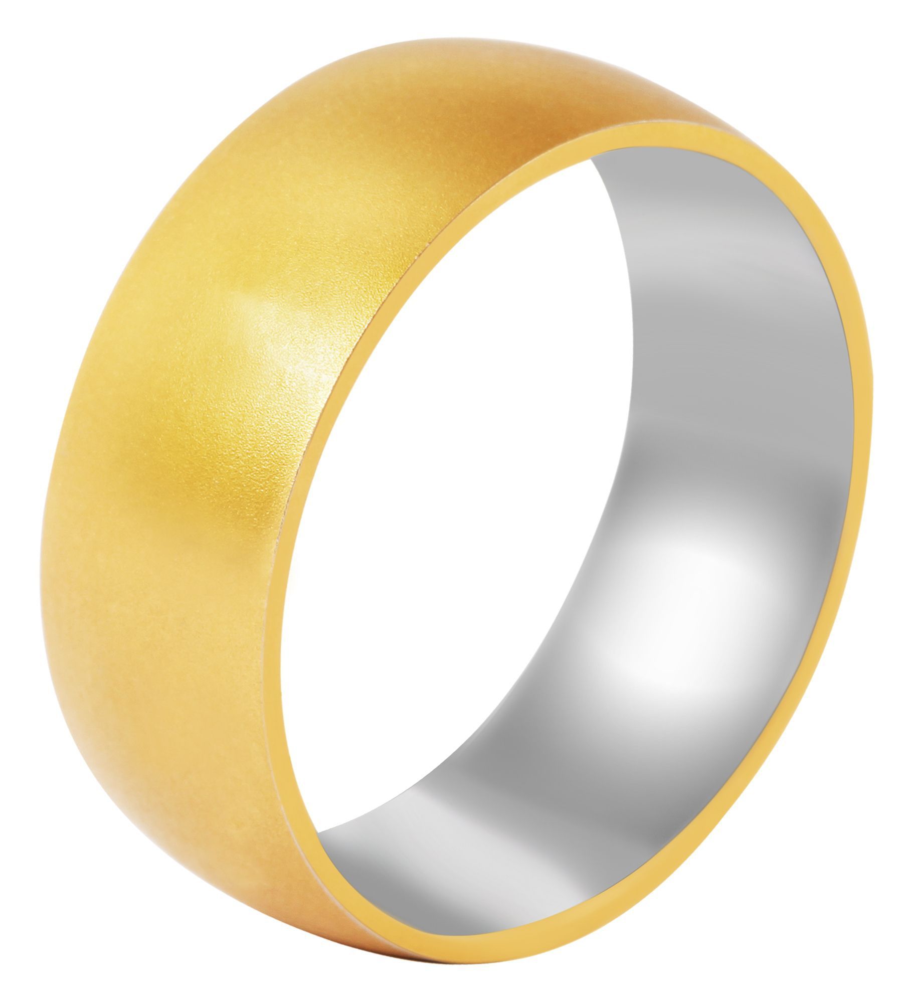 Akzent Damen-Partnerring aus Edelstahl, sandmatt, goldfarbig, Größe 52