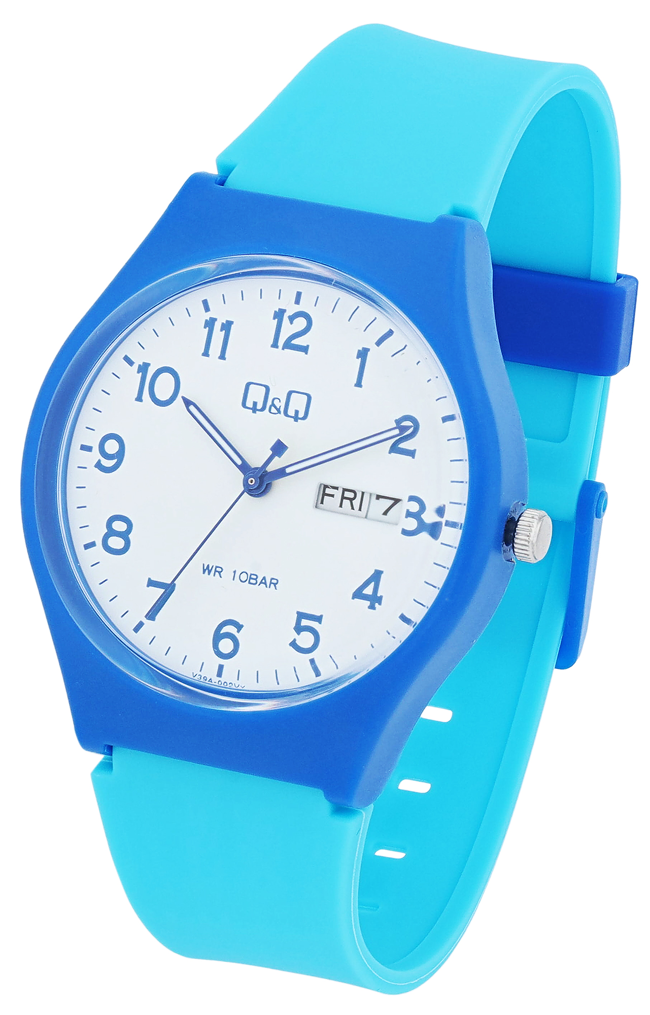 Q&Q Damenuhr mit Silikonarmband, 10 BAR, blau