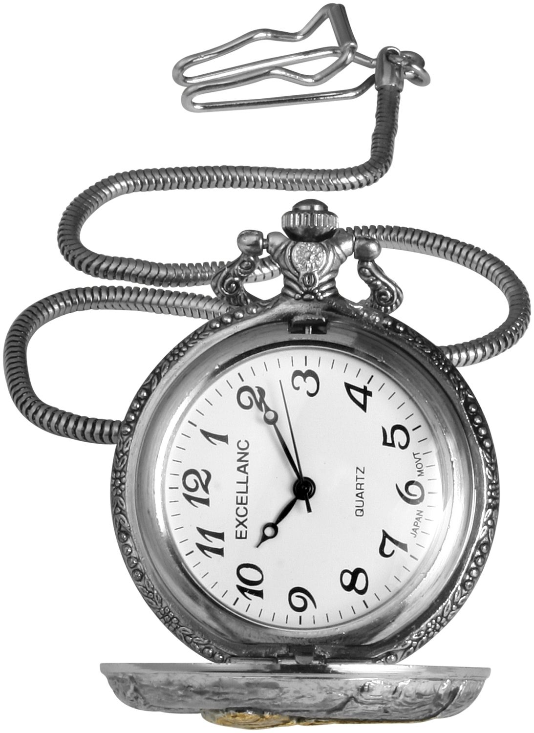 Excellanc Taschenuhr, Angler, silber- und goldfarben