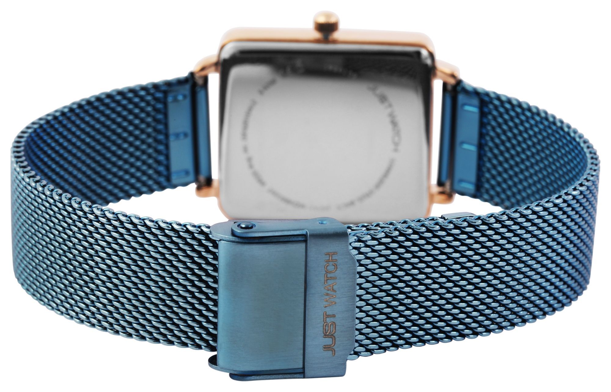 Just Watch Damenuhr mit Milanesearmband, hellblau/roségoldfarben