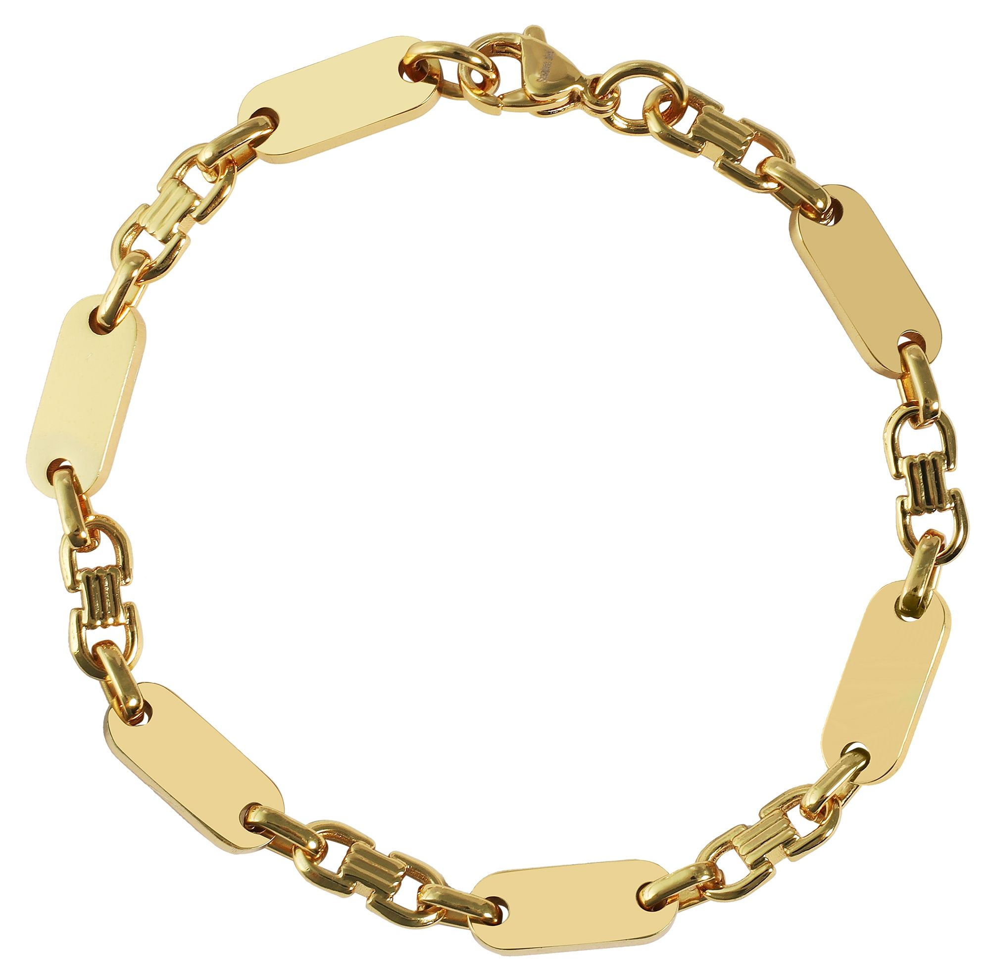 "Immi" Edelstahl Plattenarmband, goldfarben, 19 cm/ 6 mm