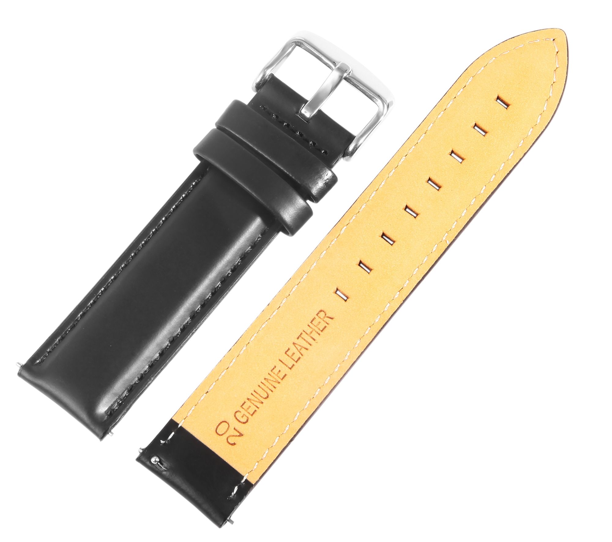 Echtleder Uhrenarmband (Quick-Release), schwarz, 18 mm