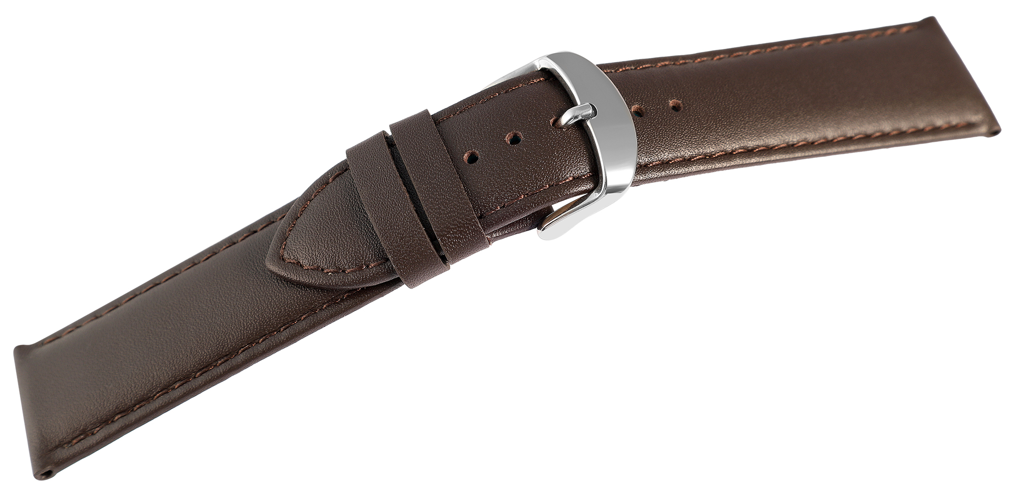 Uhrenarmband aus Echt Leder in dunkelbraun, 22 mm